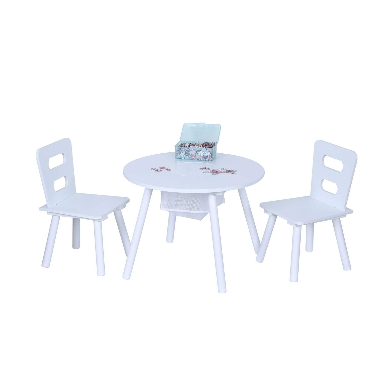 Børnebordsæt med opbevaring – 3 dele, sikkert og ergonomisk