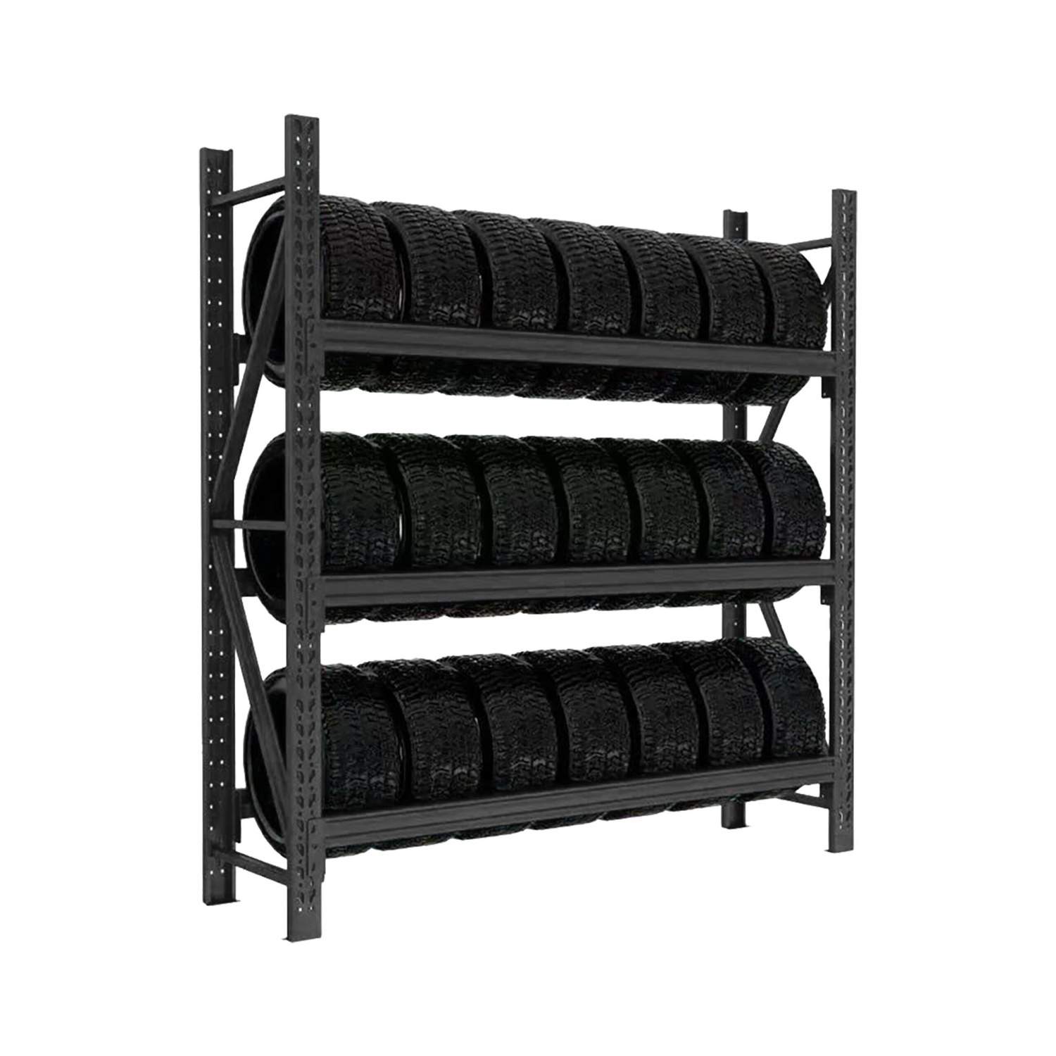 Dækstativ til 21 dæk – justerbar, pladsbesparende opbevaring