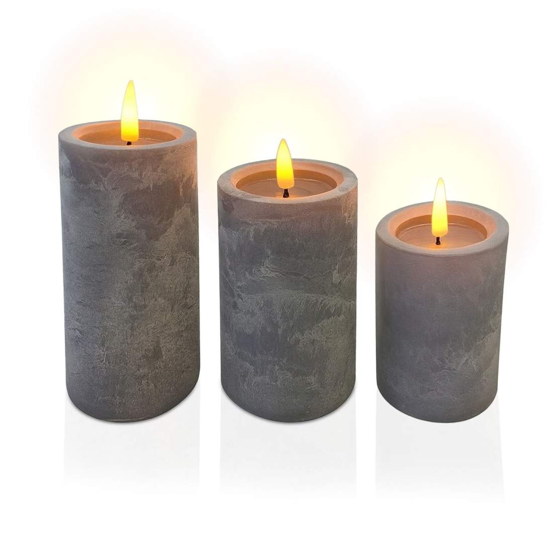 LED-ljus med timer – set om 3, betongstil | Hem & Hobby | Pryloteket