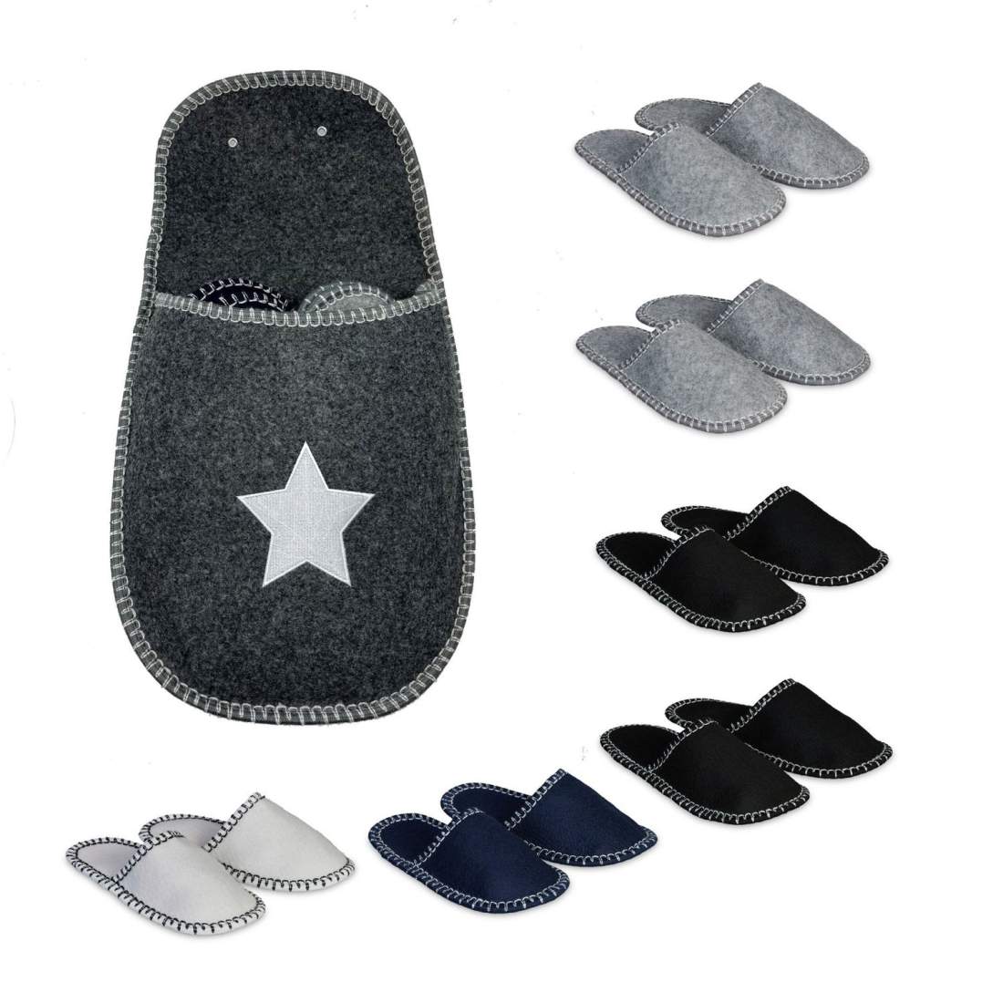 Halkfria filttofflor med förvaringspåse – 6 par | Hem & Hobby | Pryloteket