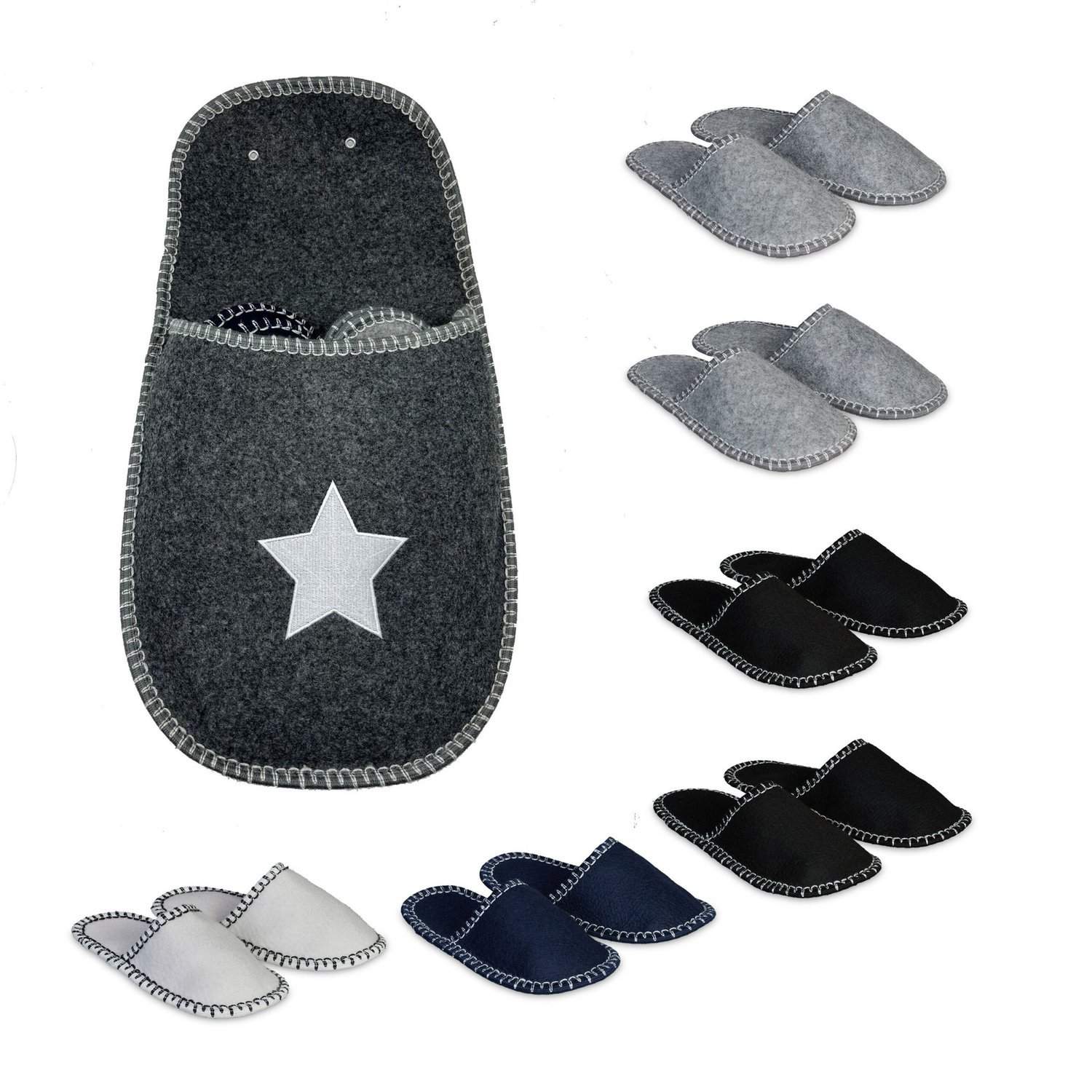 Skridsikre filt hjemmesko med opbevaringspose – 6 par