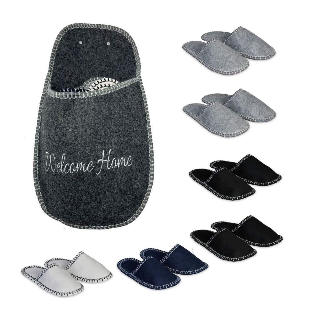 Halkfria filttofflor med förvaringspåse | Hem & Hobby | Pryloteket