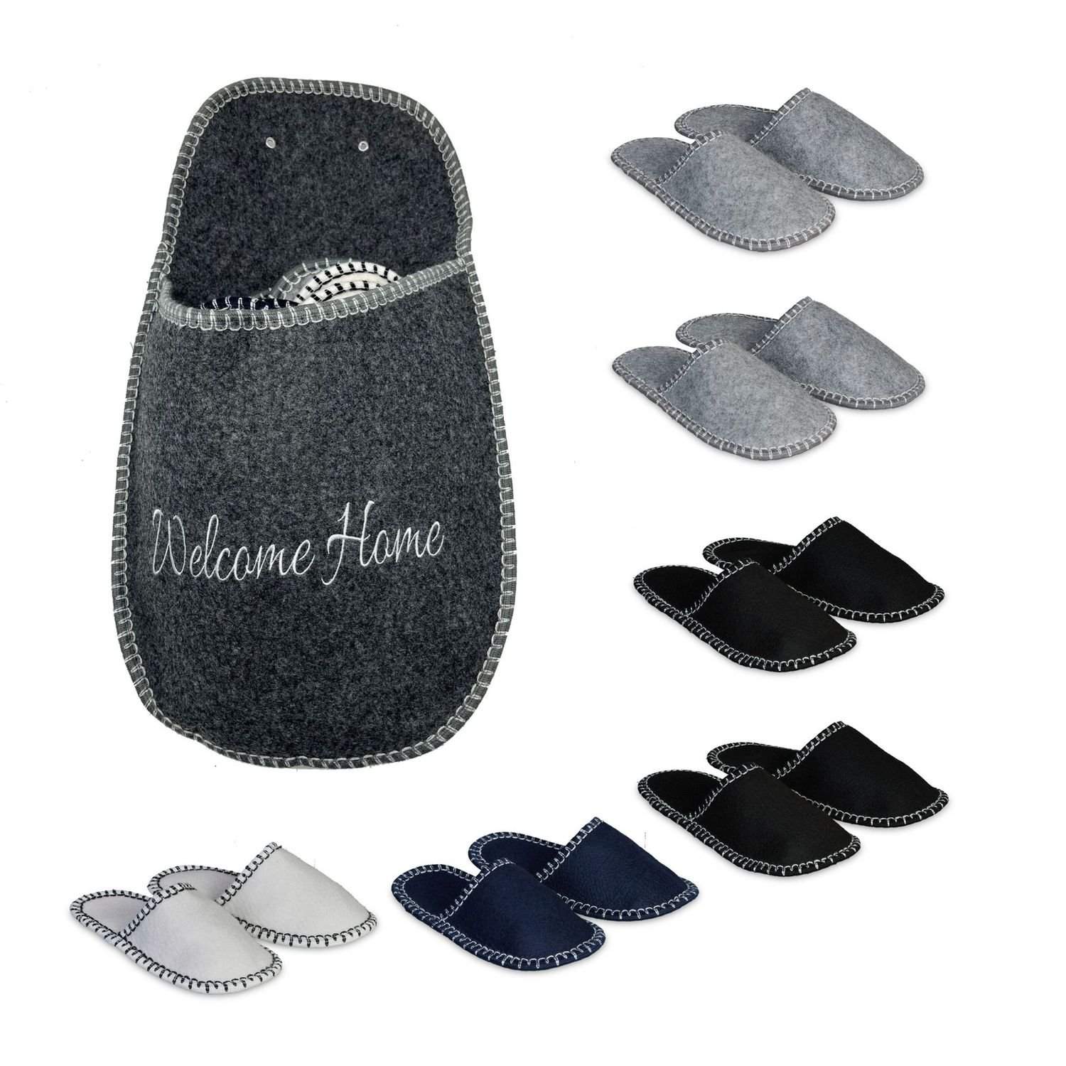 Skridsikre filt hjemmesko sæt med opbevaringspose