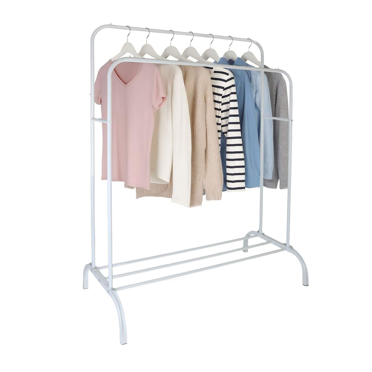 Jernkåbe med 2 stænger og hylde – Fritstående opbevaring