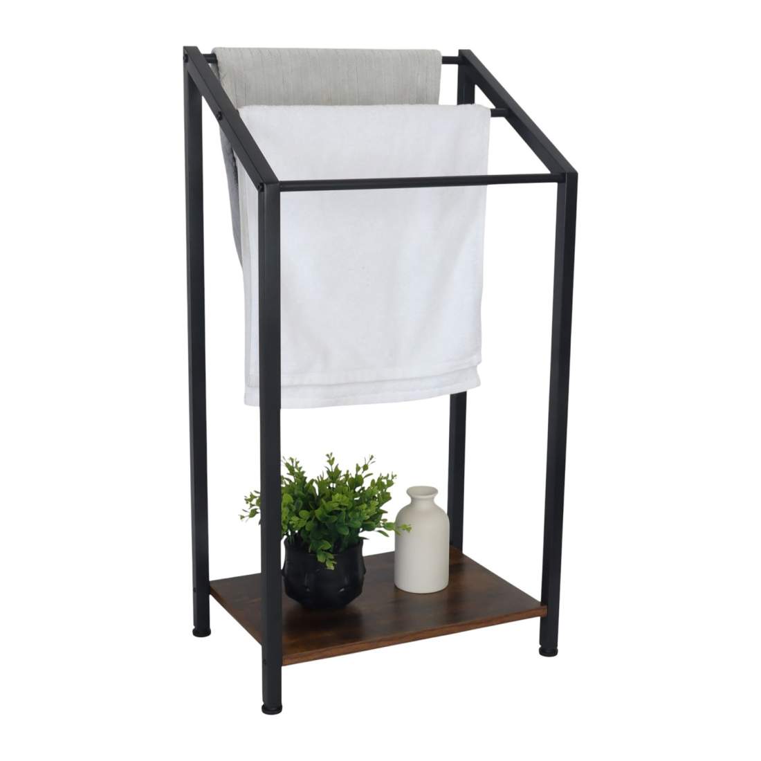 Handdukshängare med hyllplan – 3 stänger, fristående, industriell design | Hem & Hobby | Pryloteket