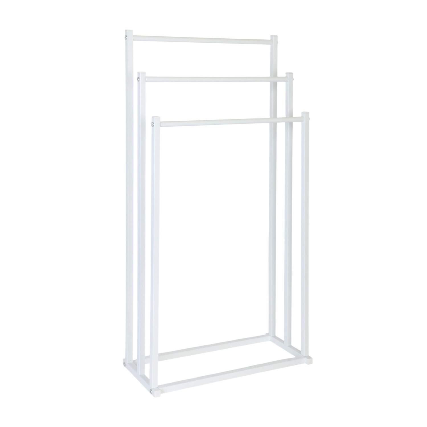 Håndklædestativ i metal – 3 stænger, fritstående, bambusdesign