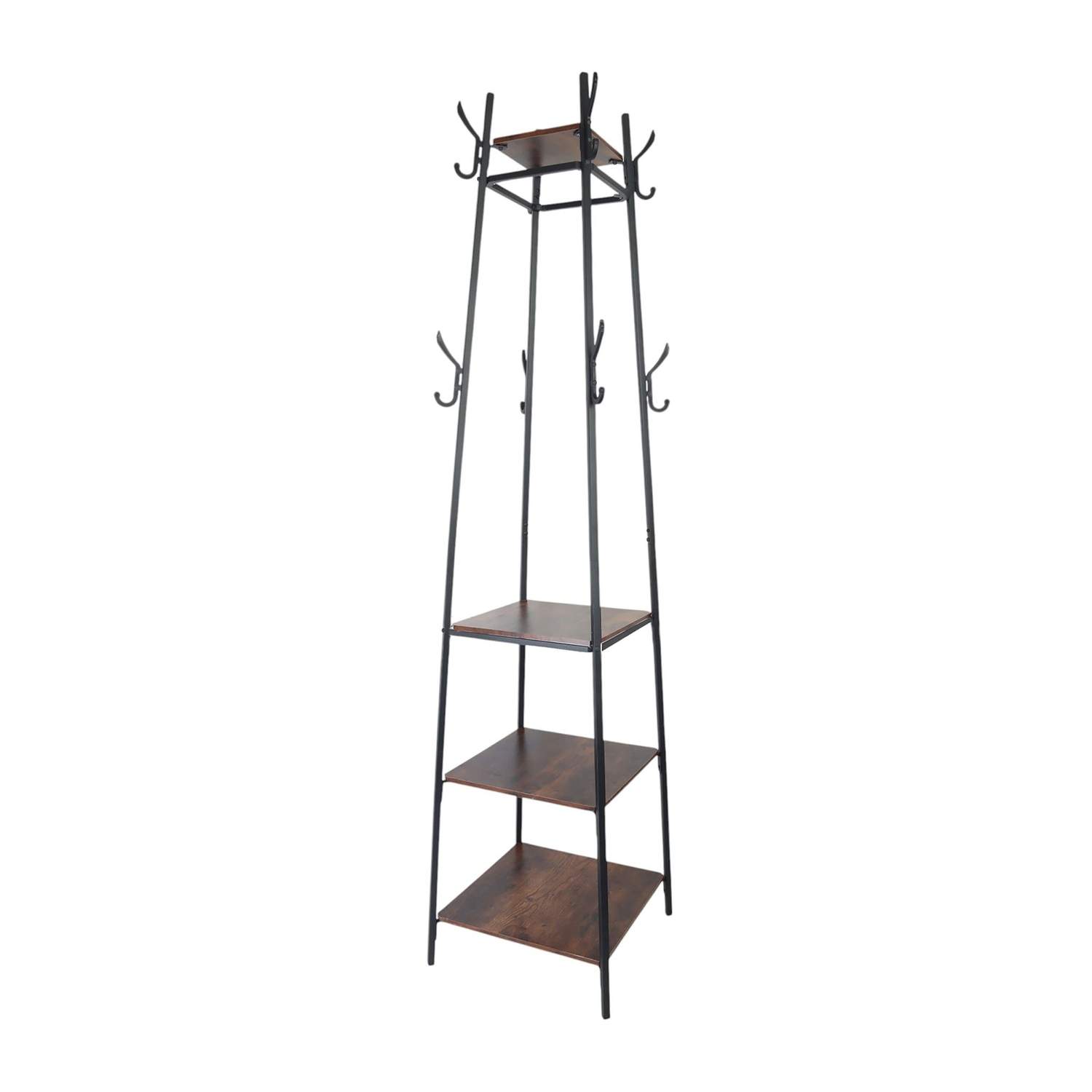 Knagerække med 8 kroge og 4 hylder – 180 cm industrielt design