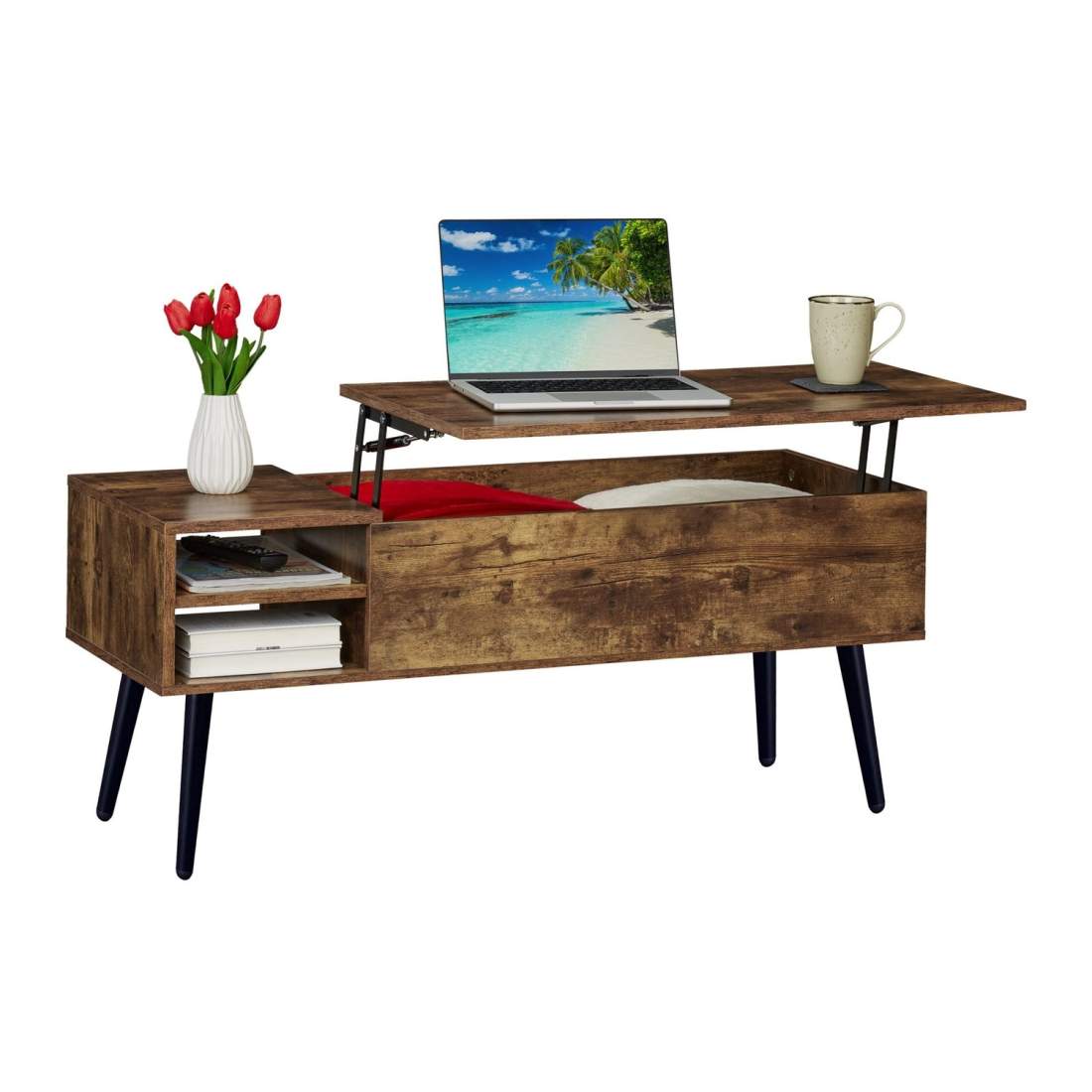 Soffbord med dold förvaring – Lyftbar topp, industriell design | Hem & Hobby | Pryloteket