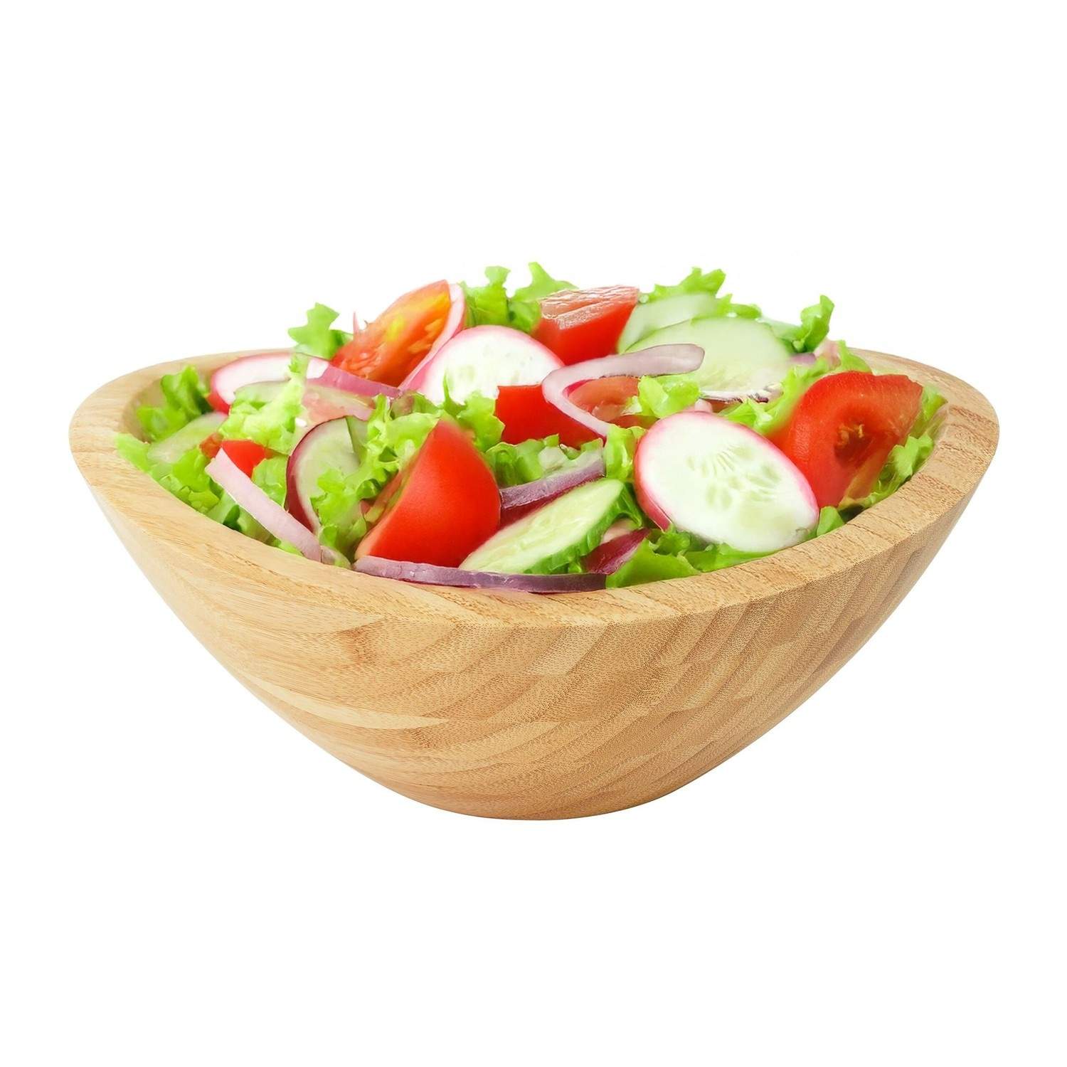 Oval bambus salatskål – naturligt, rengøringsvenligt design