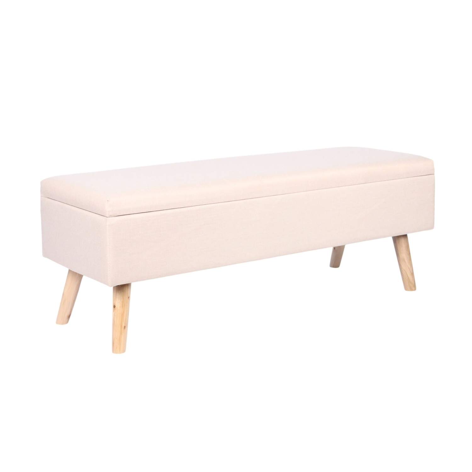 Förvaringsbänk i linne – Klädd, hopfällbar, träben | Hem & Hobby | Pryloteket