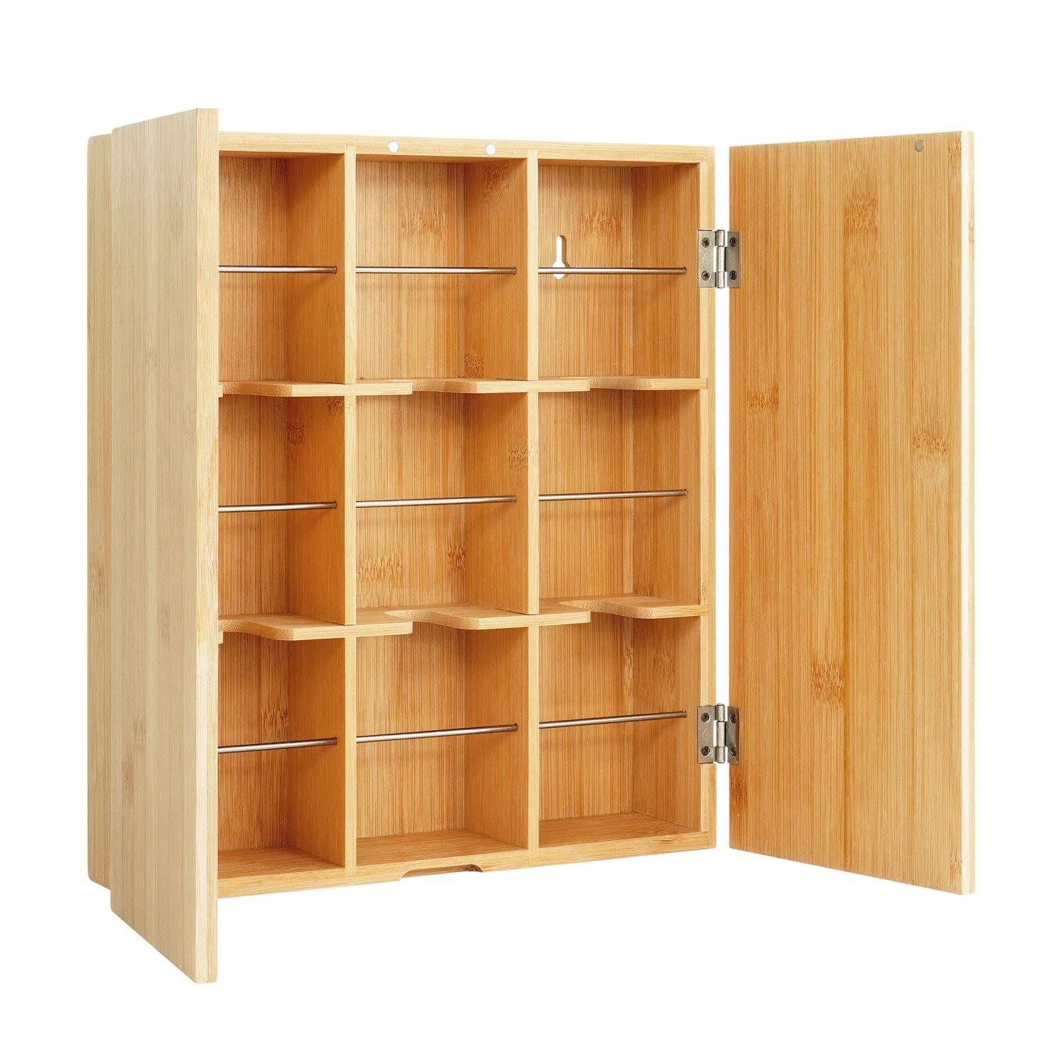 Bambus teæske – 9 rum, vægmonterbar organizer