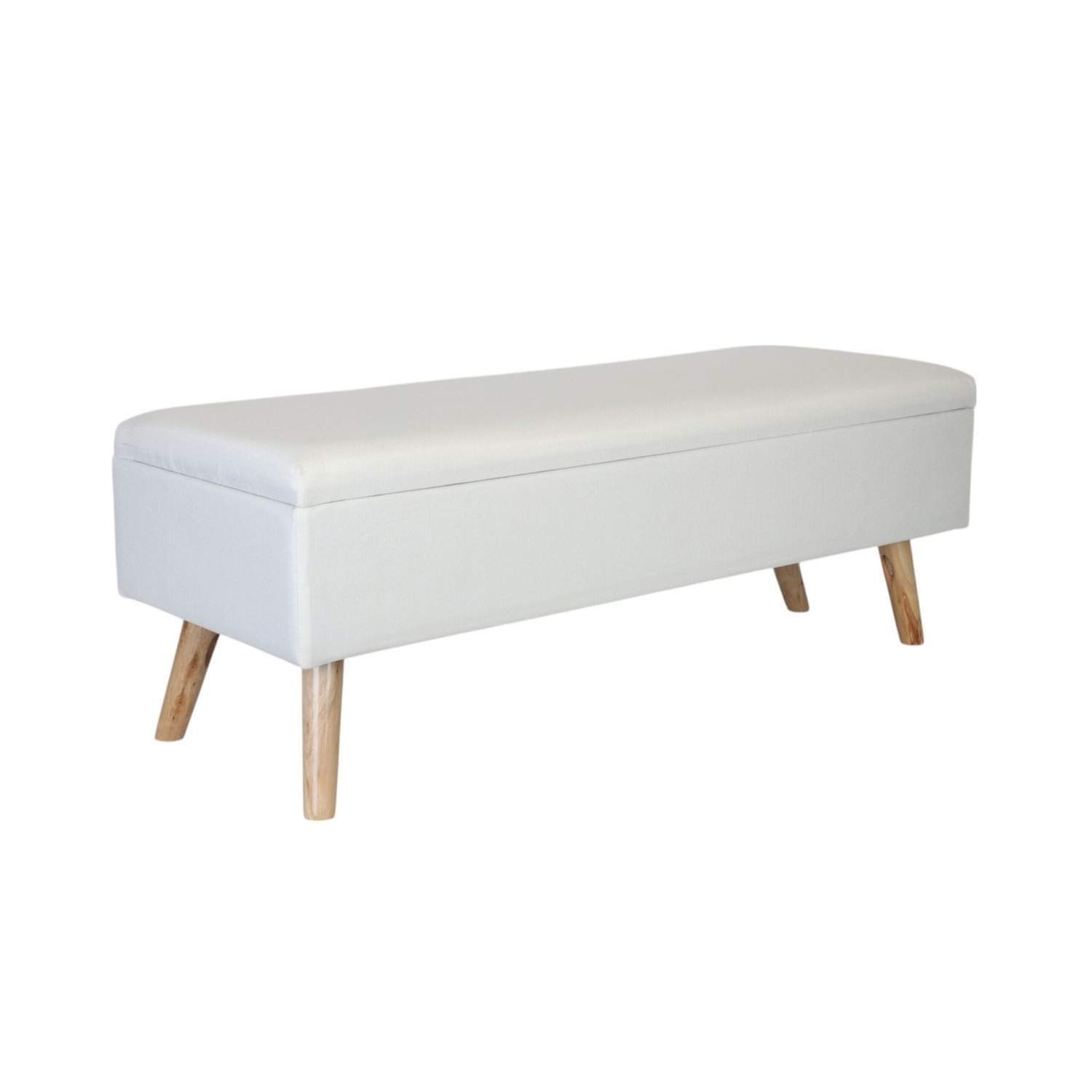 Opbevaringsbænk i linned – polstret, foldbar, træben