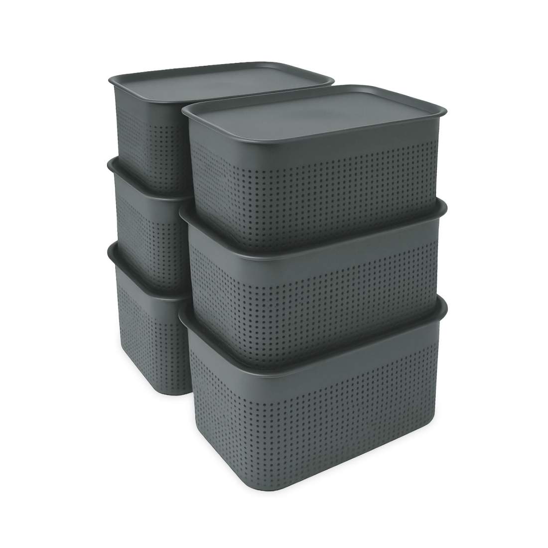 Stapelbara förvaringslådor, set om 6 – Ventilerade, med lock | Hem & Hobby | Pryloteket