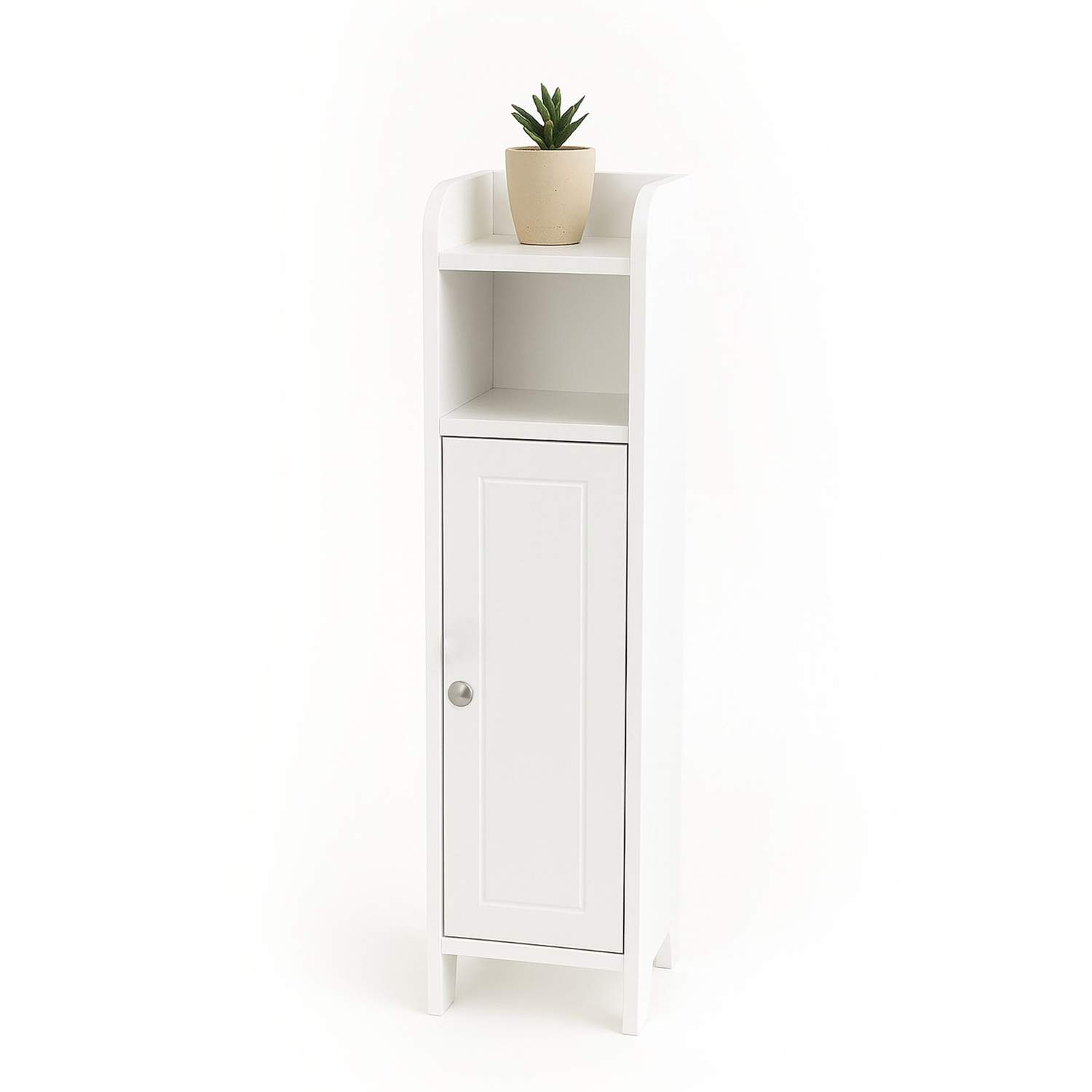 Smalt badeværelsesskab – justerbare hylder, 5 rum