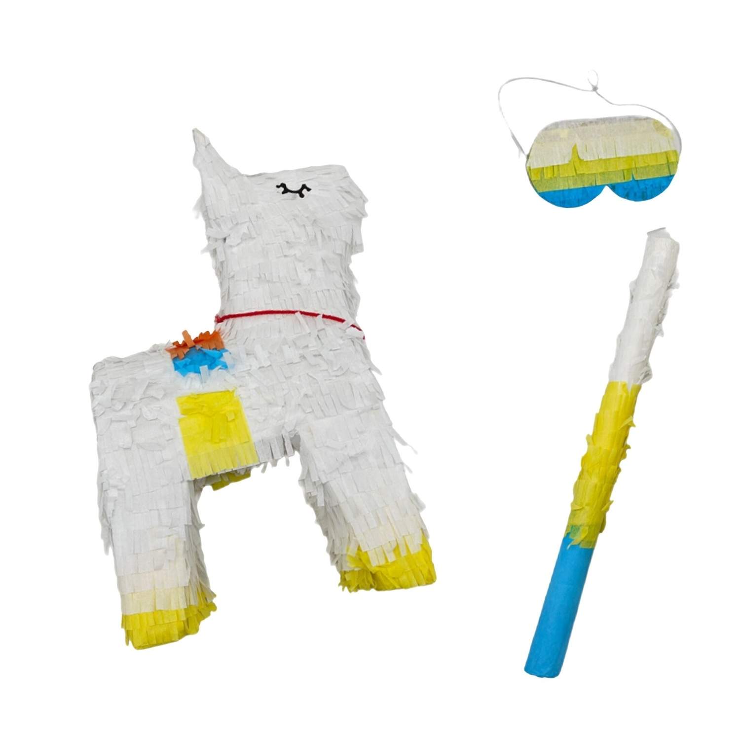 Lama Piñata-sæt med flagermus og maske – Festlig sjov dekoration
