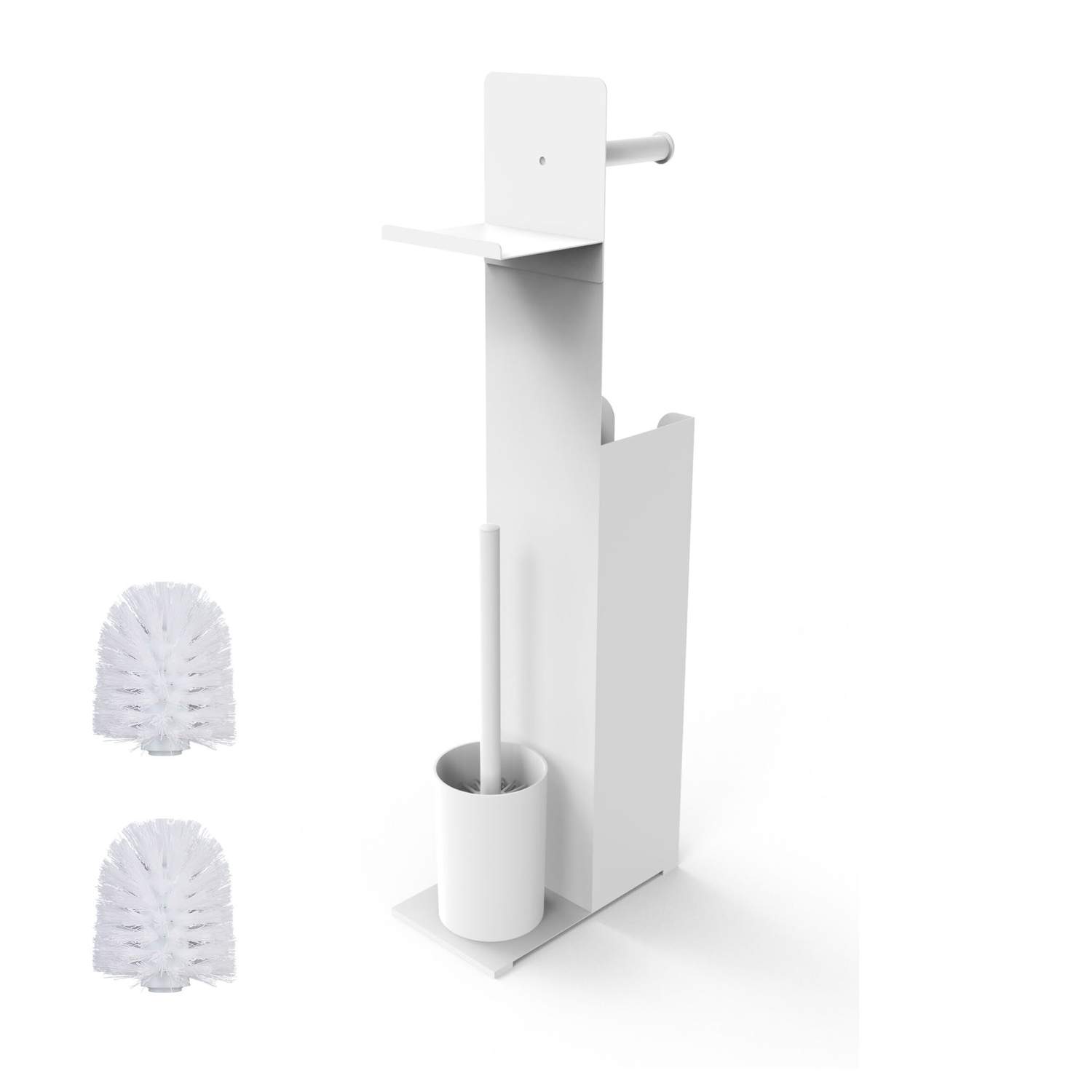 Toiletpapirholder med reservepapir og børste