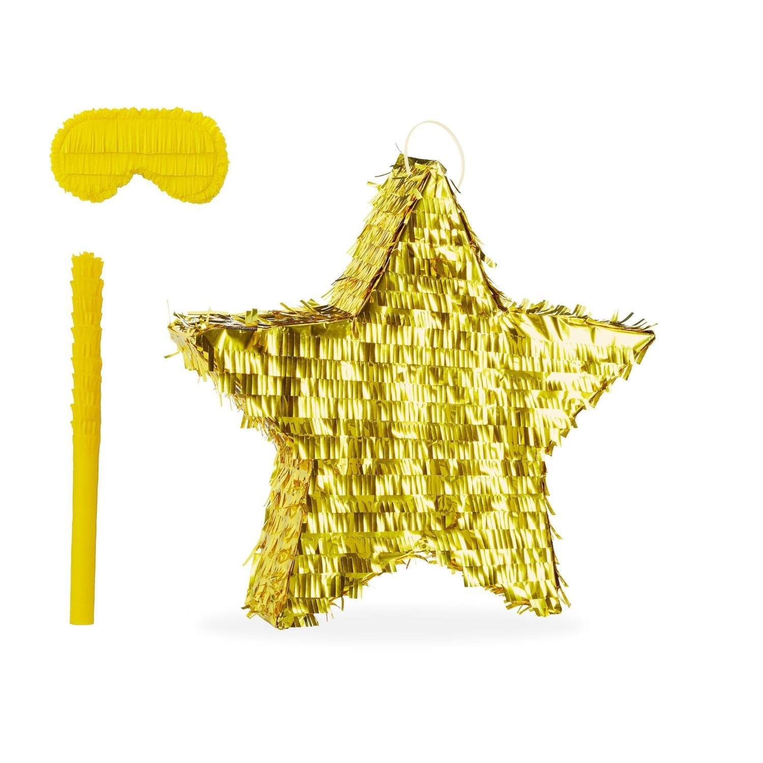 Stjerne Piñata-sæt med pind og maske – sjovt selskabsspil