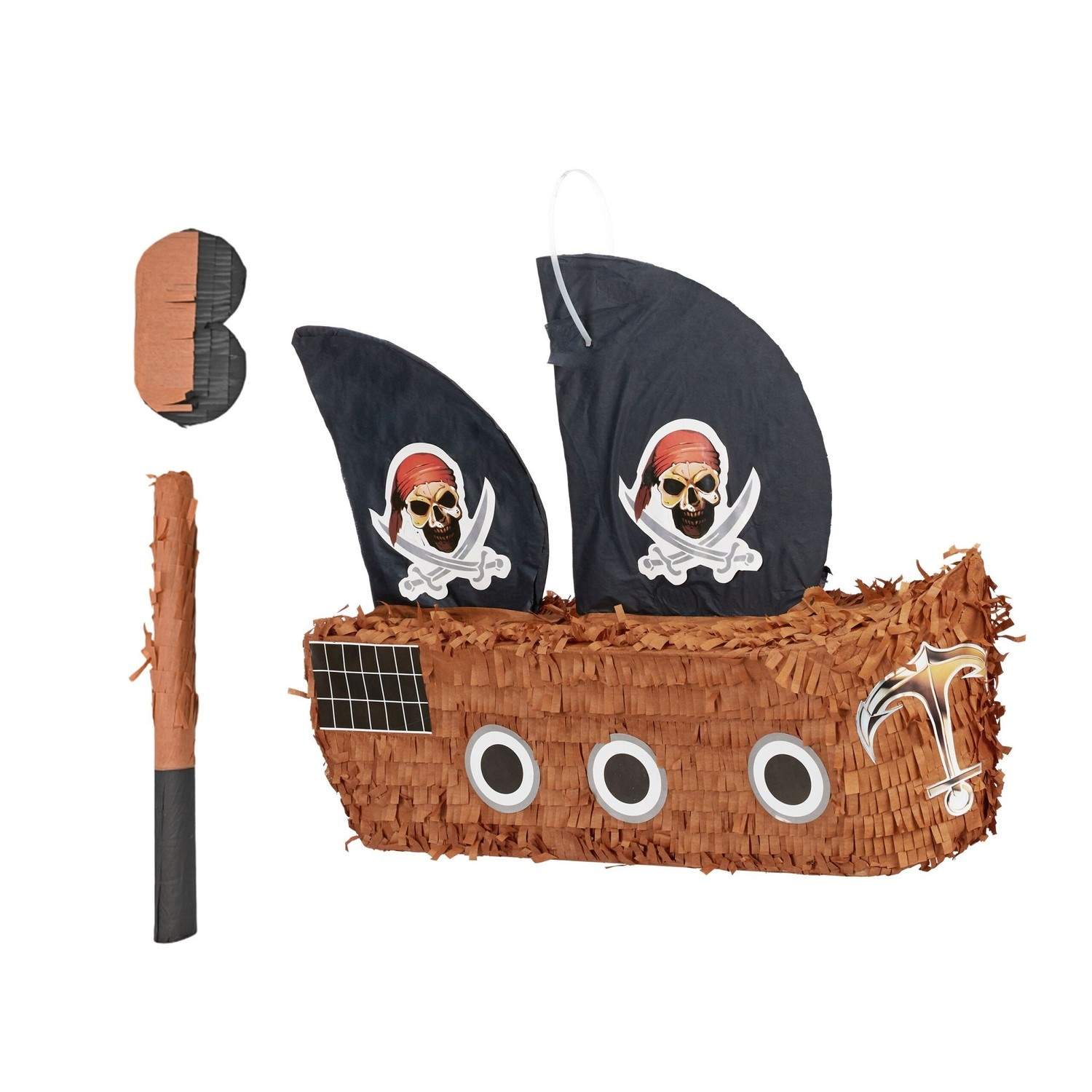 Piratskibs-piñatasæt med flagermus og maske – Festsjov