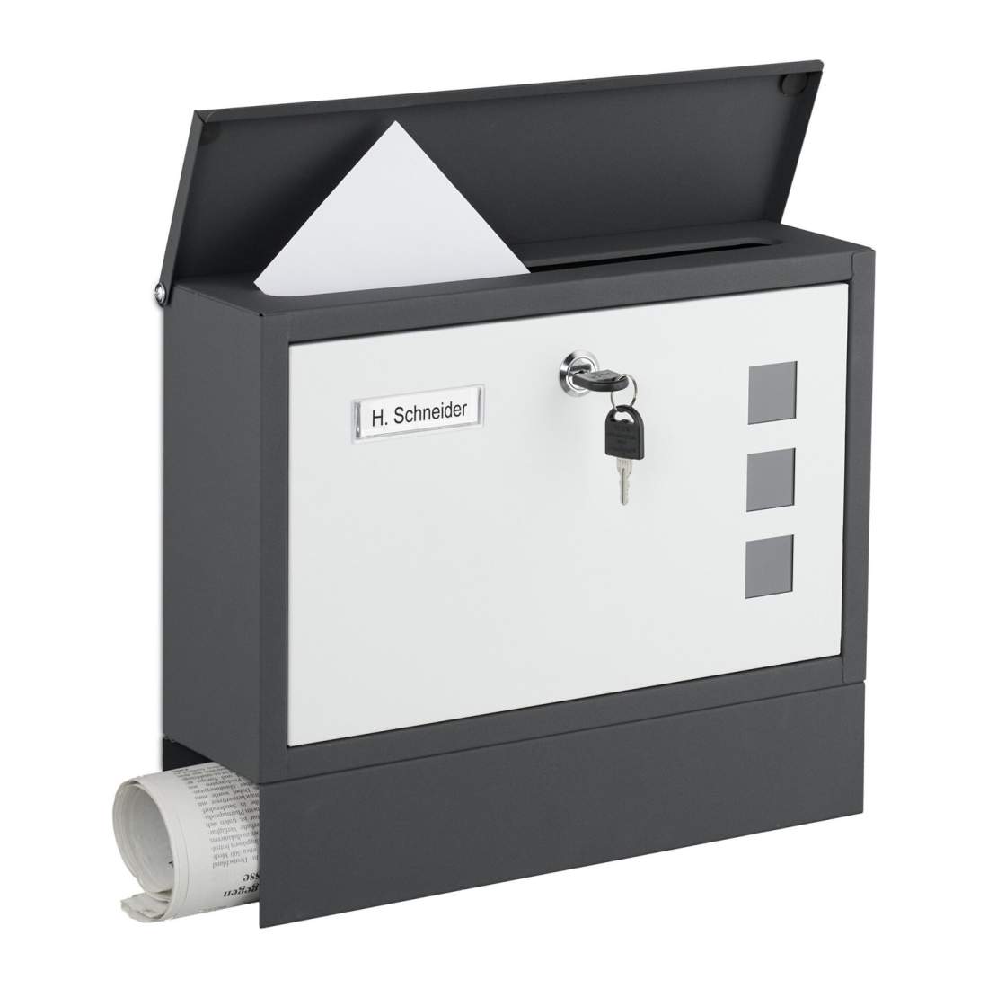 Metallbrevlåda med tidningshållare – Modern design | Hem & Hobby | Pryloteket