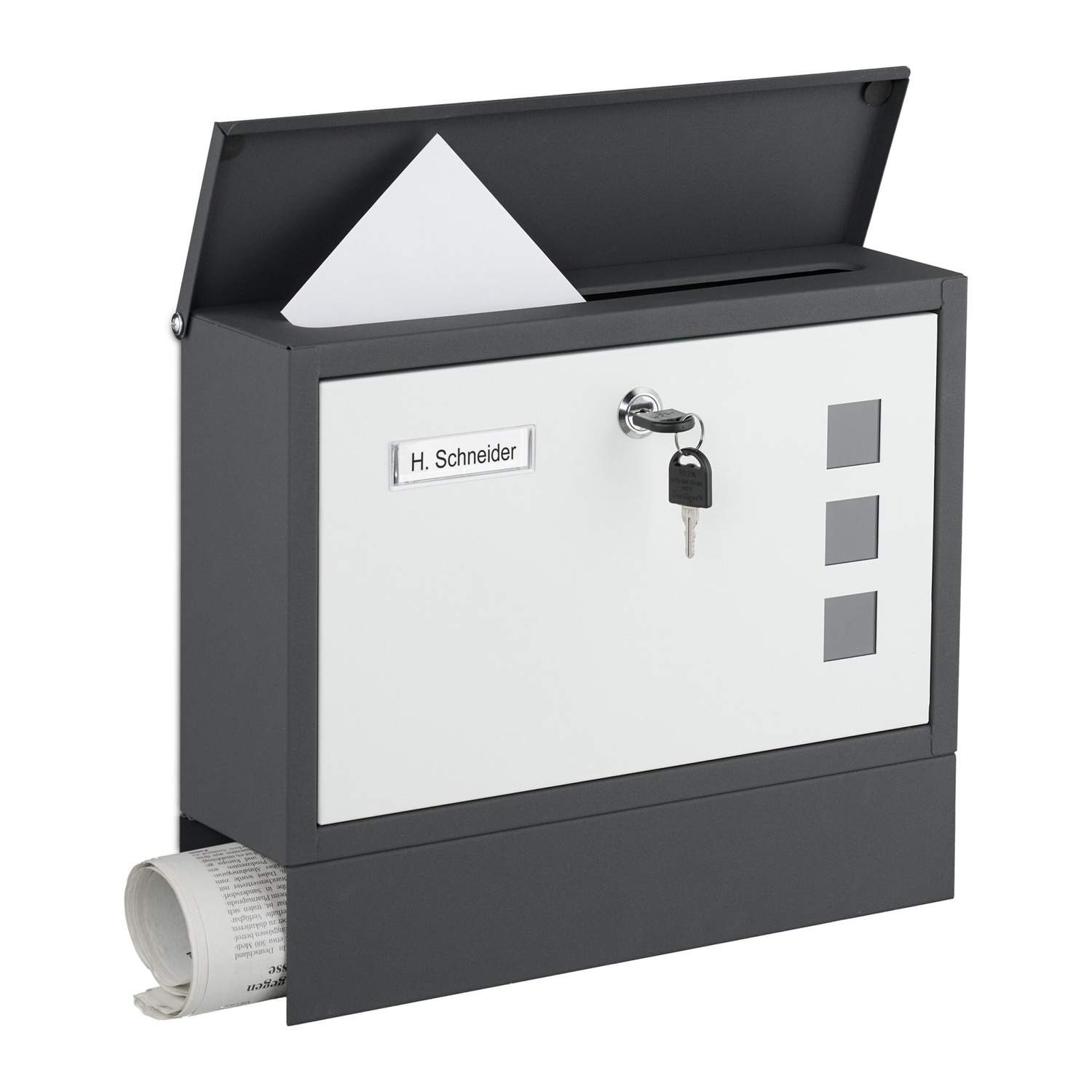 Metalpostkasse med avisholder – Moderne design