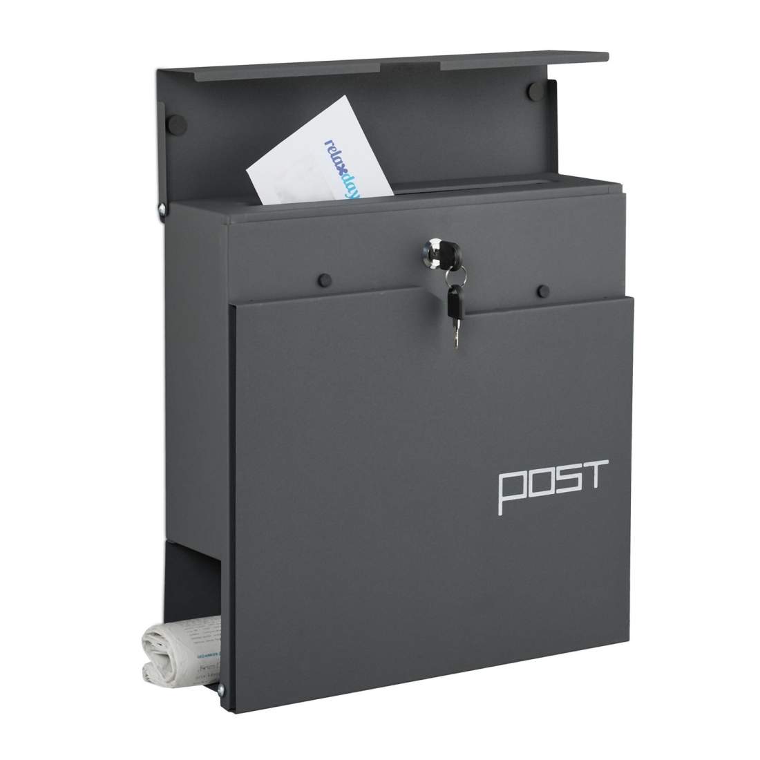 Brevlåda med tidningshållare – Modern metalldesign | Hem & Hobby | Pryloteket