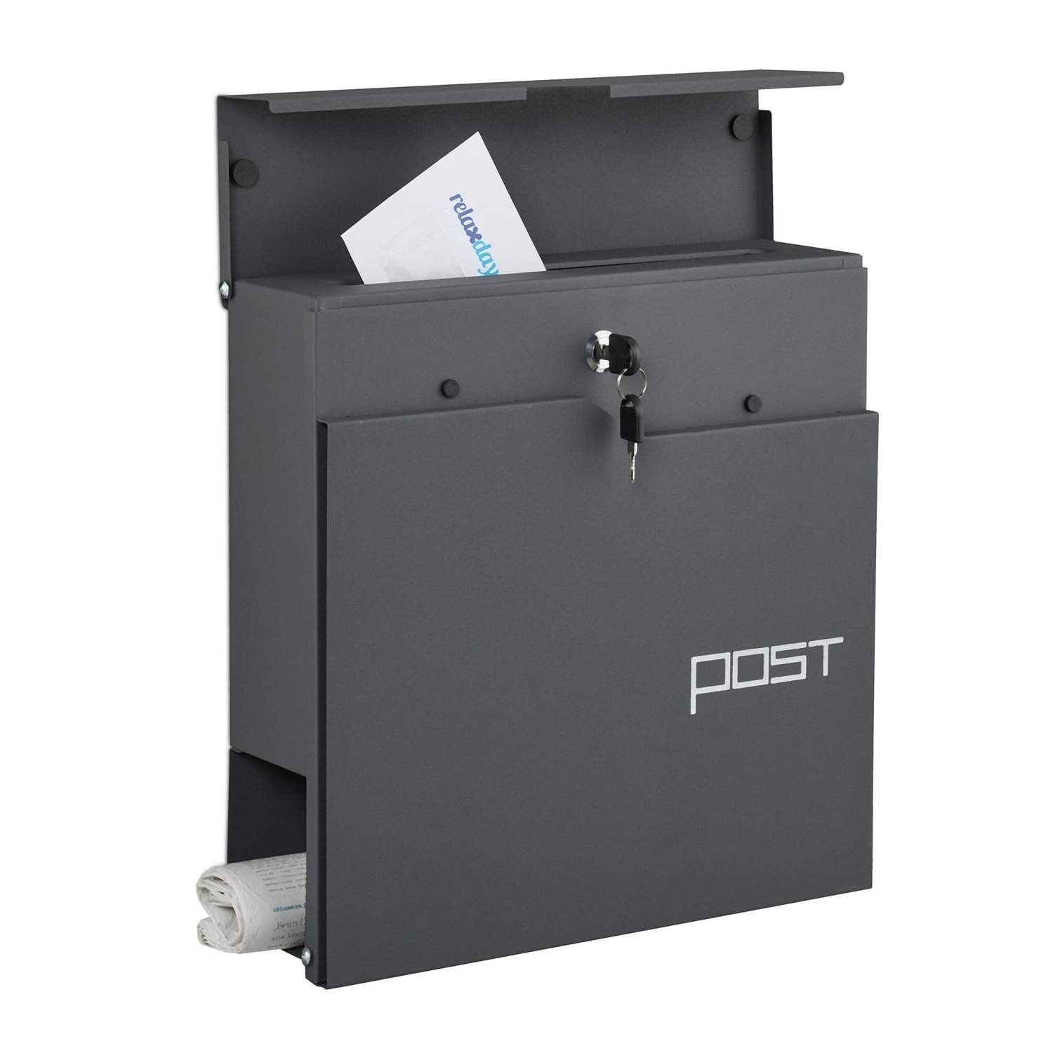 Postkasse med avisholder – Moderne metaldesign