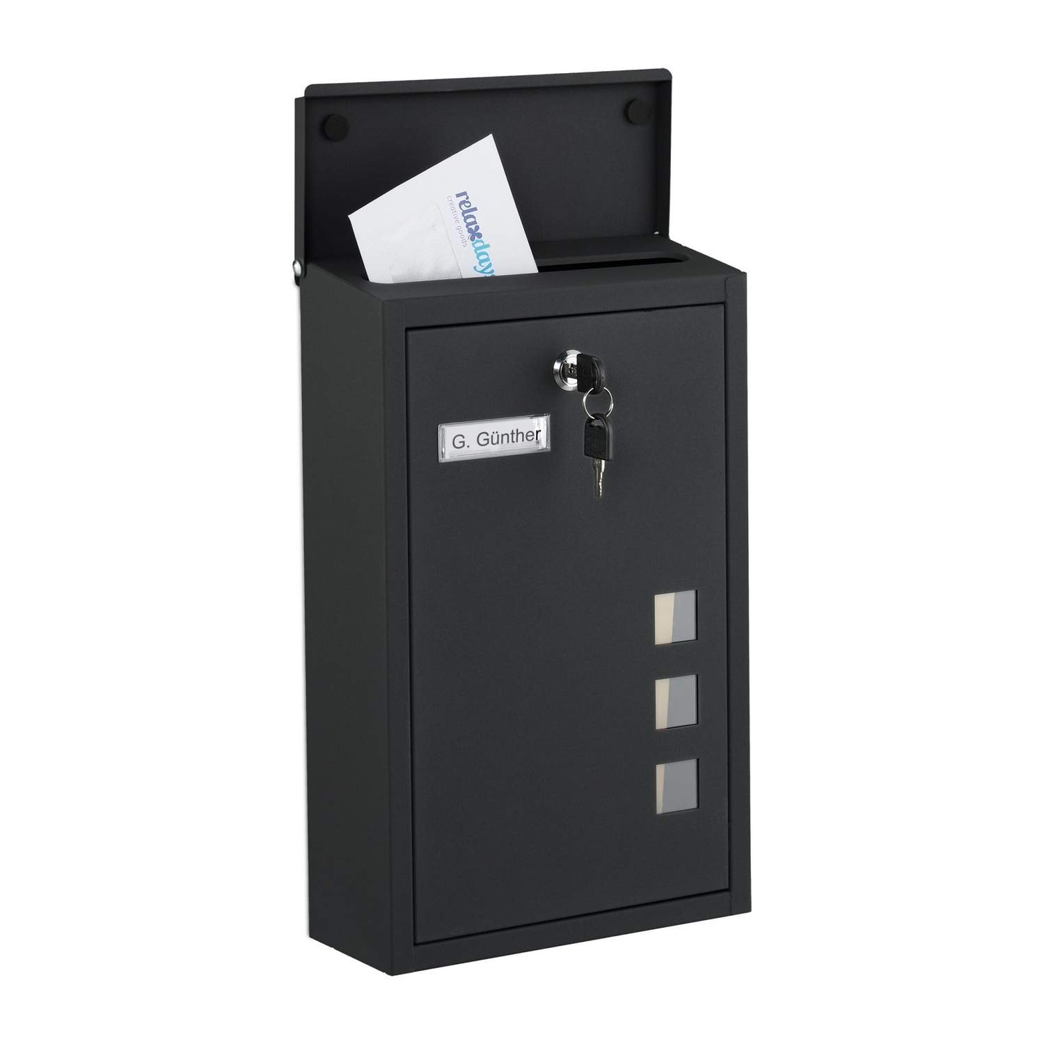 Vægmonteret postkasse med vinduer – kompakt design