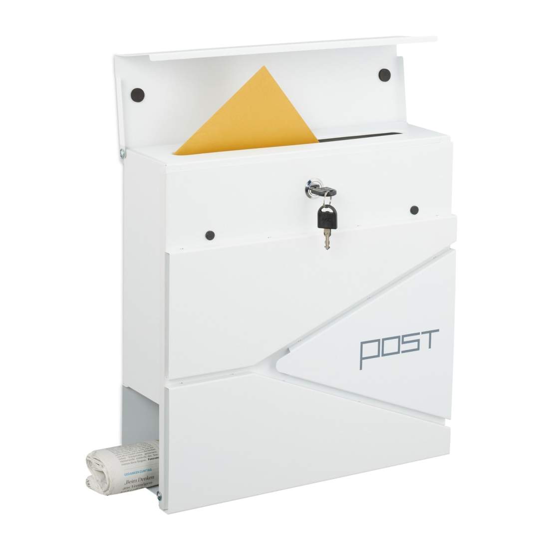 Modern svart brevlåda med tidningsfack – säkert lås | Hem & Hobby | Pryloteket