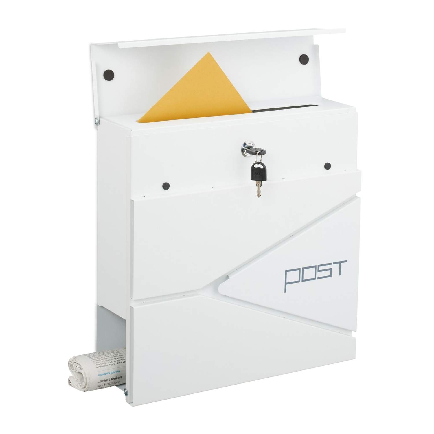 Moderne sort postkasse med avisindkast – sikker lås