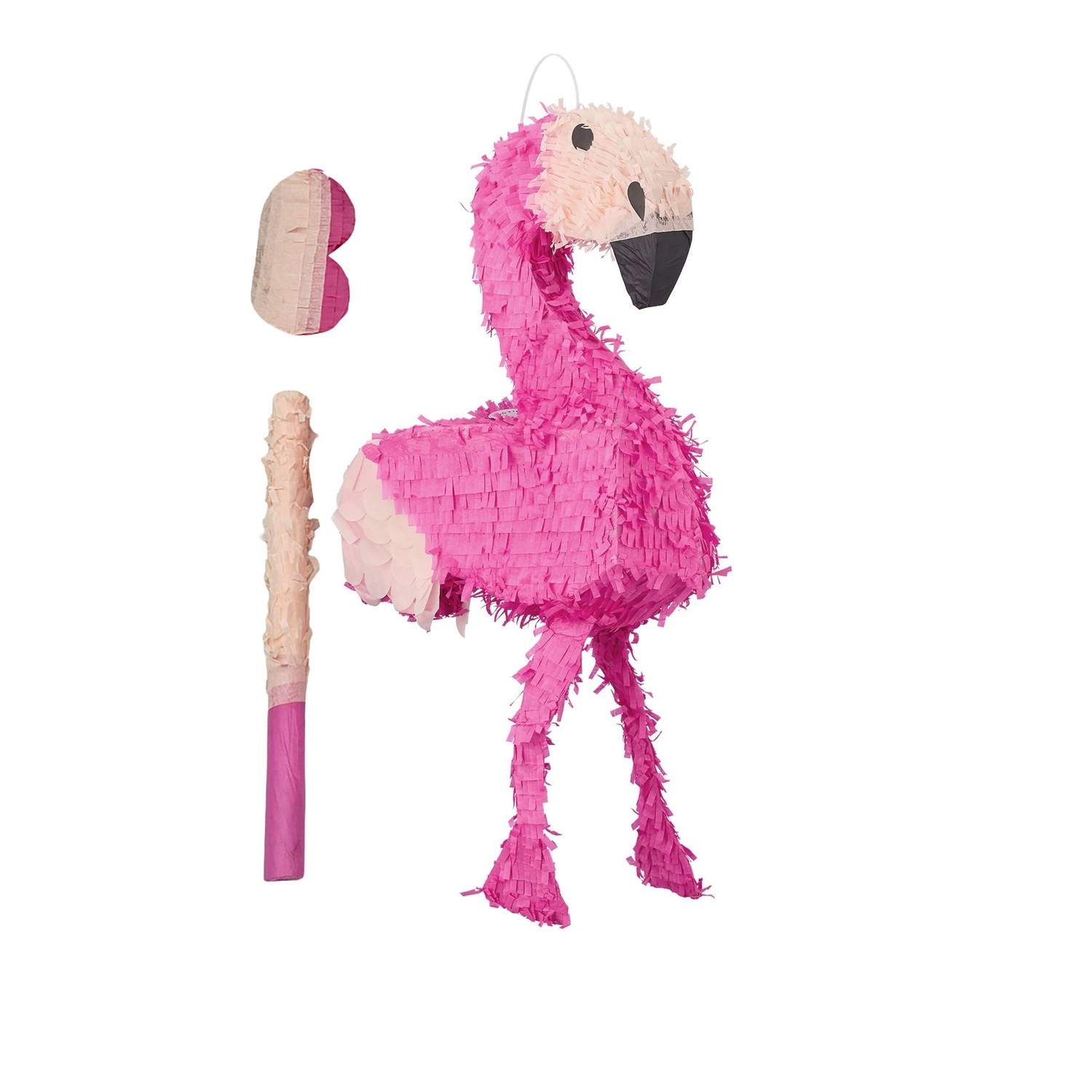 Flamingo Piñata-sæt med flagermus og maske – Festsjov