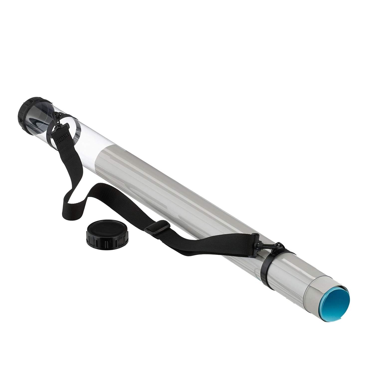 Transparent plakatrør – justerbar rem, krølfri transport