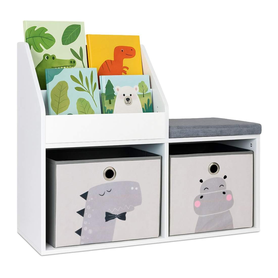 Barnbänk med bokhylla – 3-i-1 förvaring och sittplatser | Hem & Hobby | Pryloteket