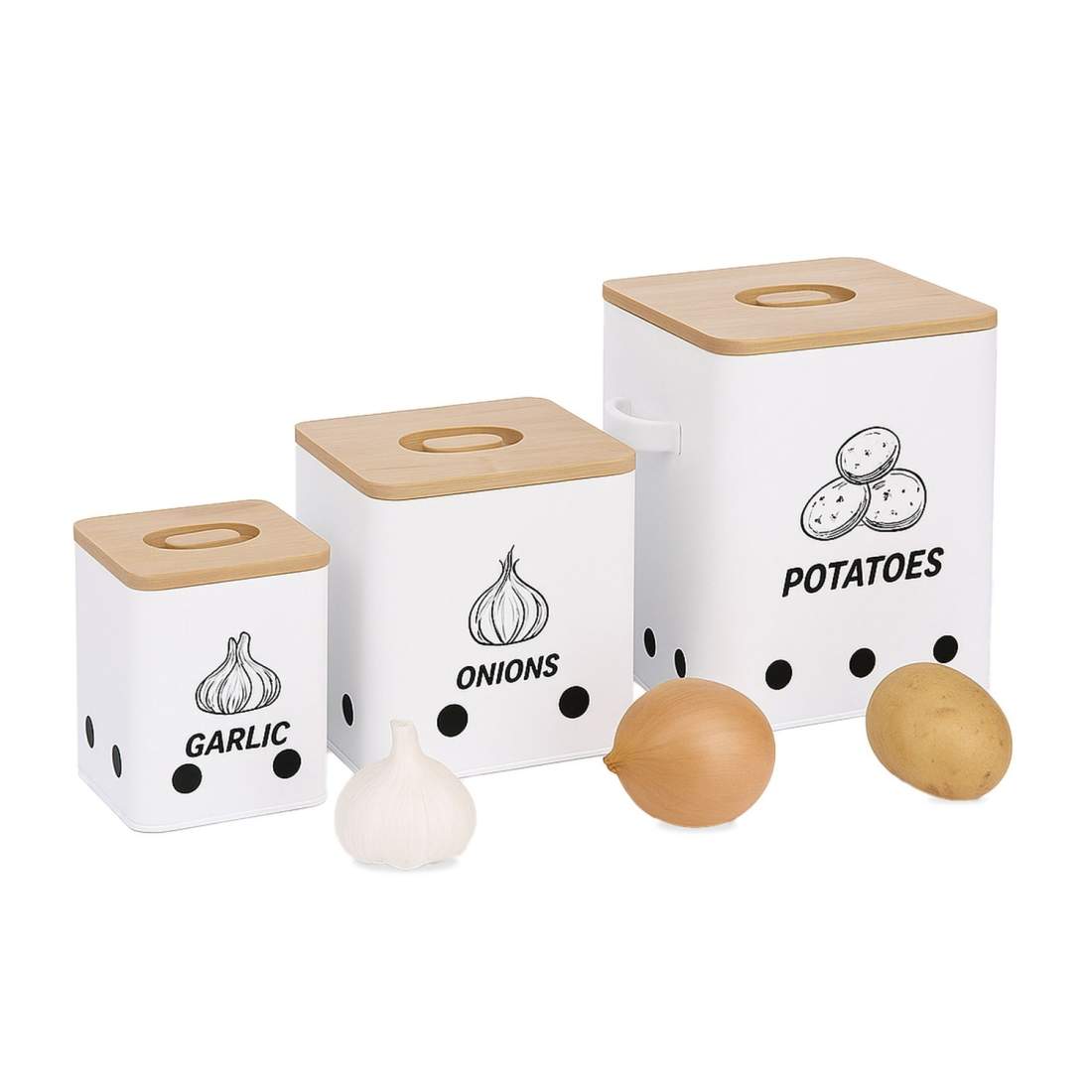 Förvaringslådor för potatis, set med 3 – Ventilerad, snygg design | Hem & Hobby | Pryloteket