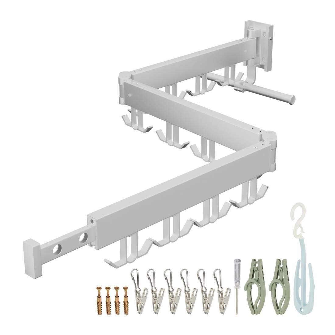 Väggmonterad hopfällbar torkställning – rostfri aluminium | Hem & Hobby | Pryloteket