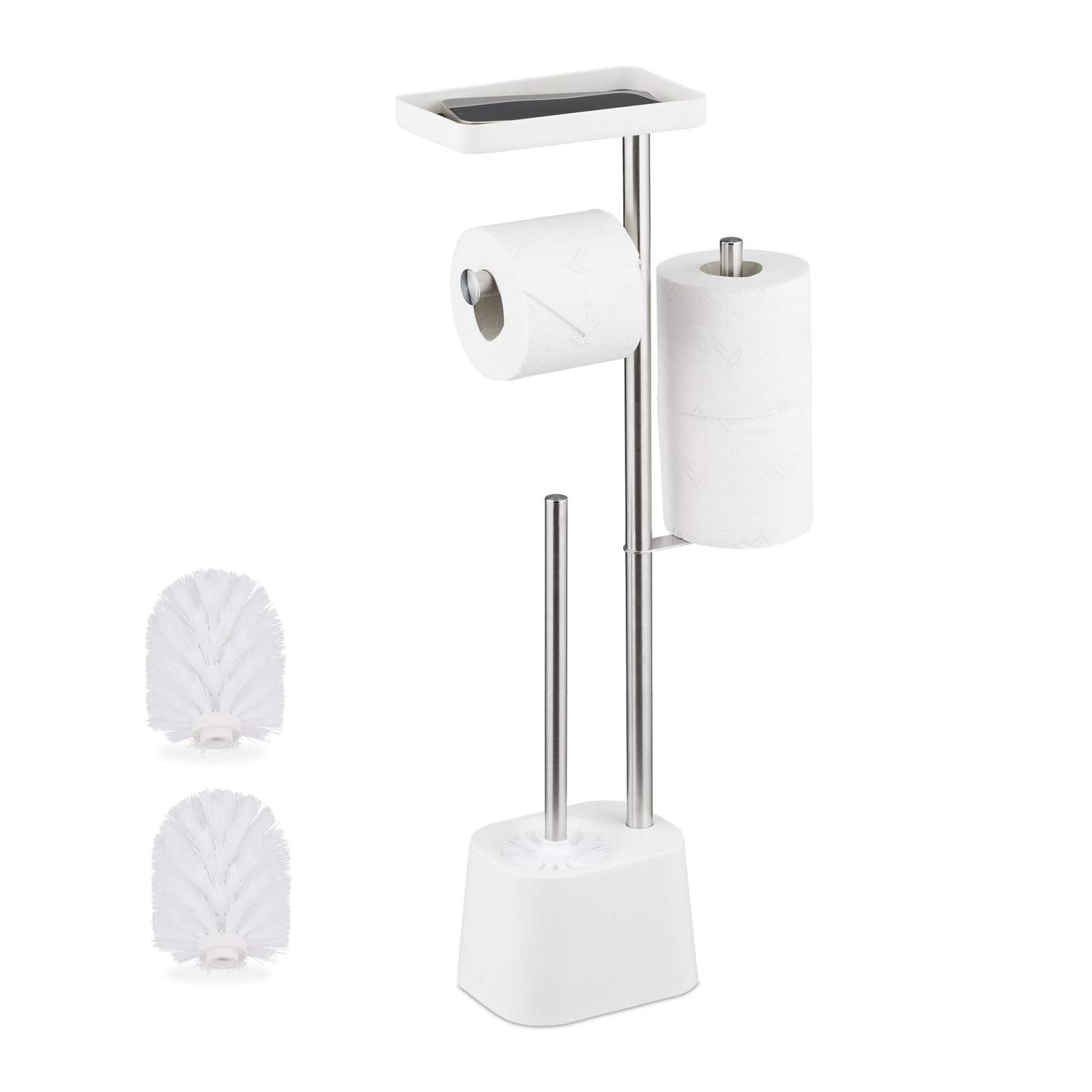 Toiletpapirholder med hylde – Rustfri stålholder