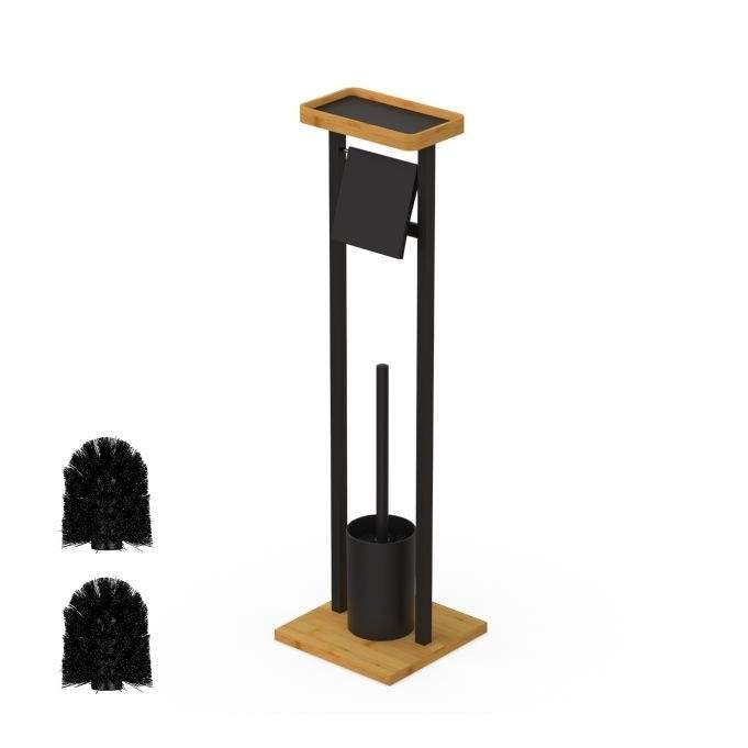 Toiletsæt med hylde – bambus og metal, fritstående design