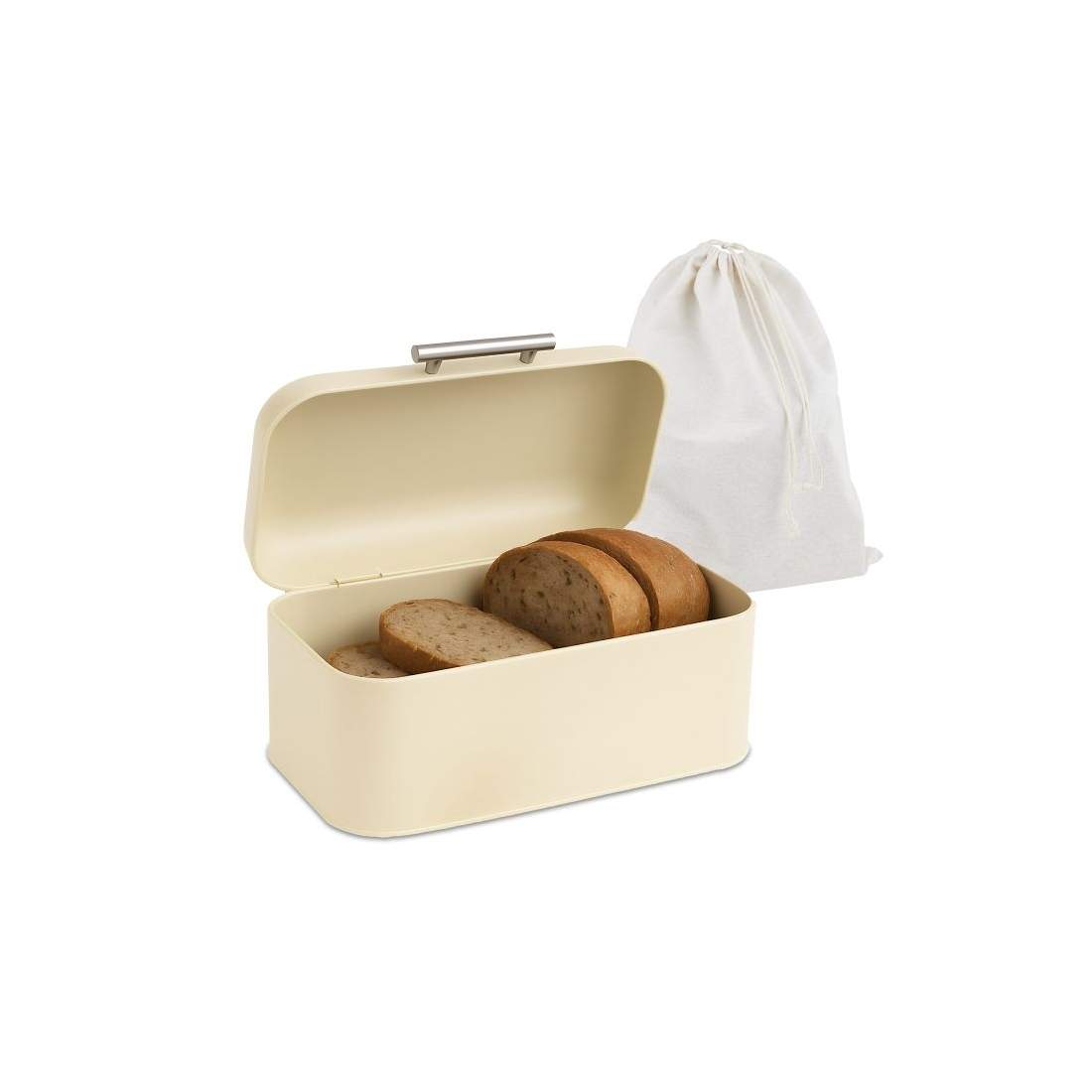 Metallbrödlåda med lock – Retro Charm & bomullspåse | Hem & Hobby | Pryloteket