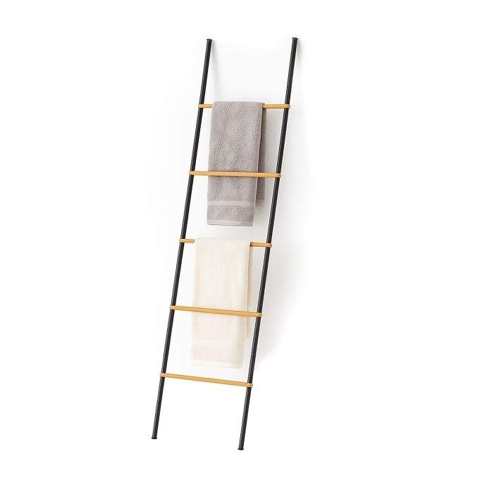 Håndklædestige i bambus og jern – 5 trin, alsidigt tørrestativ