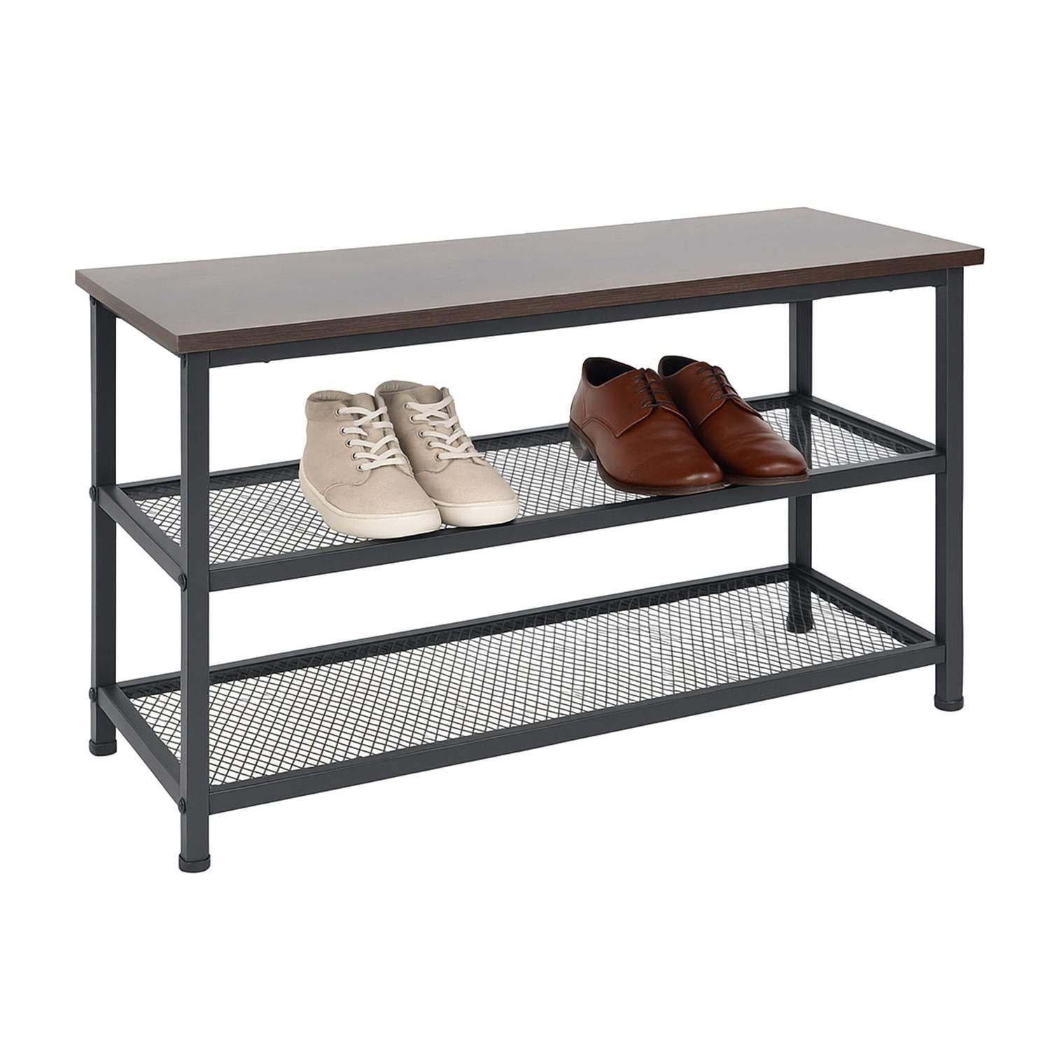 Skohylde til 6 par – Rustik metalhylde i 2 niveauer