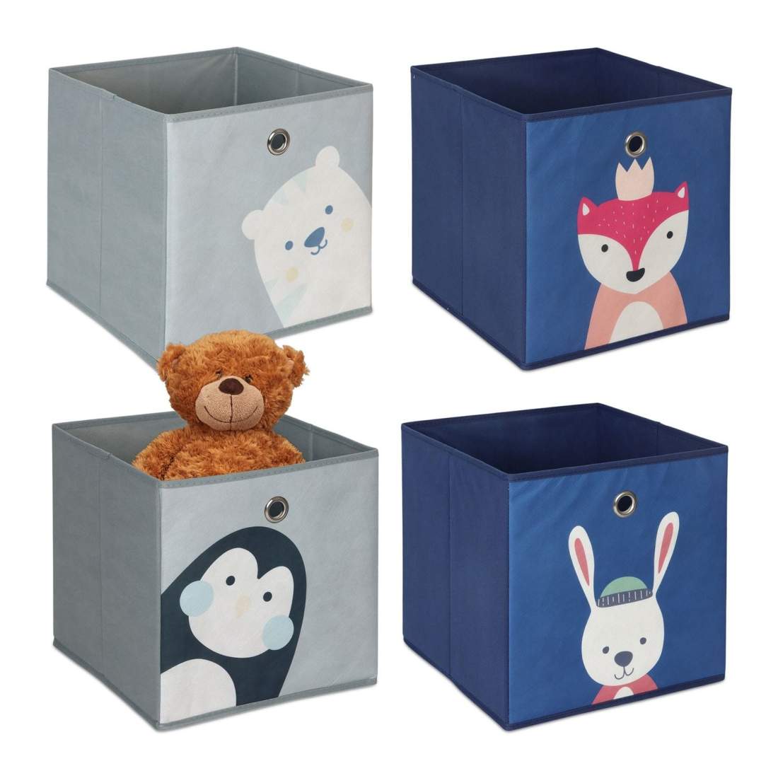 Förvaringslådor för barn, set med 4 – Roliga djurmotiv | Hem & Hobby | Pryloteket