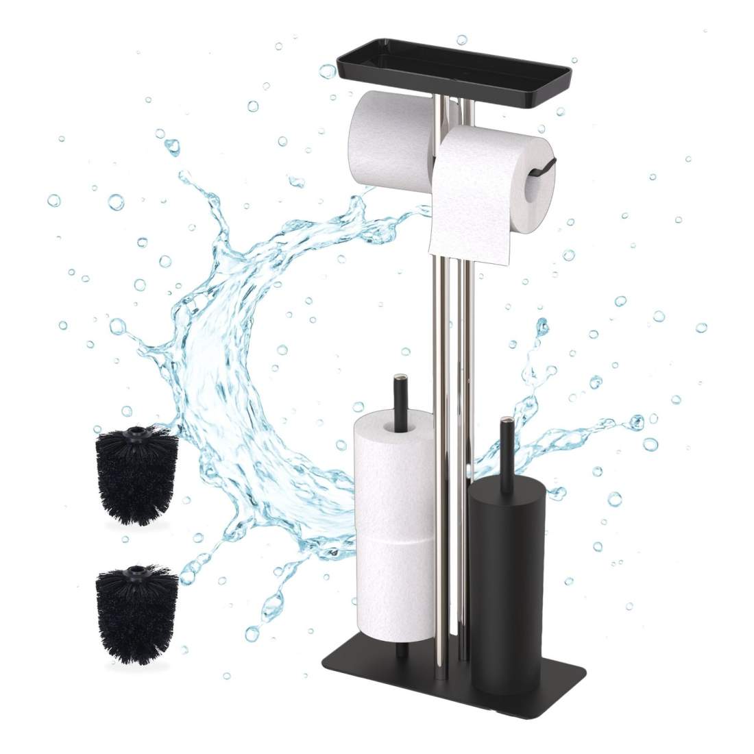Toalettset i rostfritt stål med hylla – halkfri, reservrullehållare | Hem & Hobby | Pryloteket