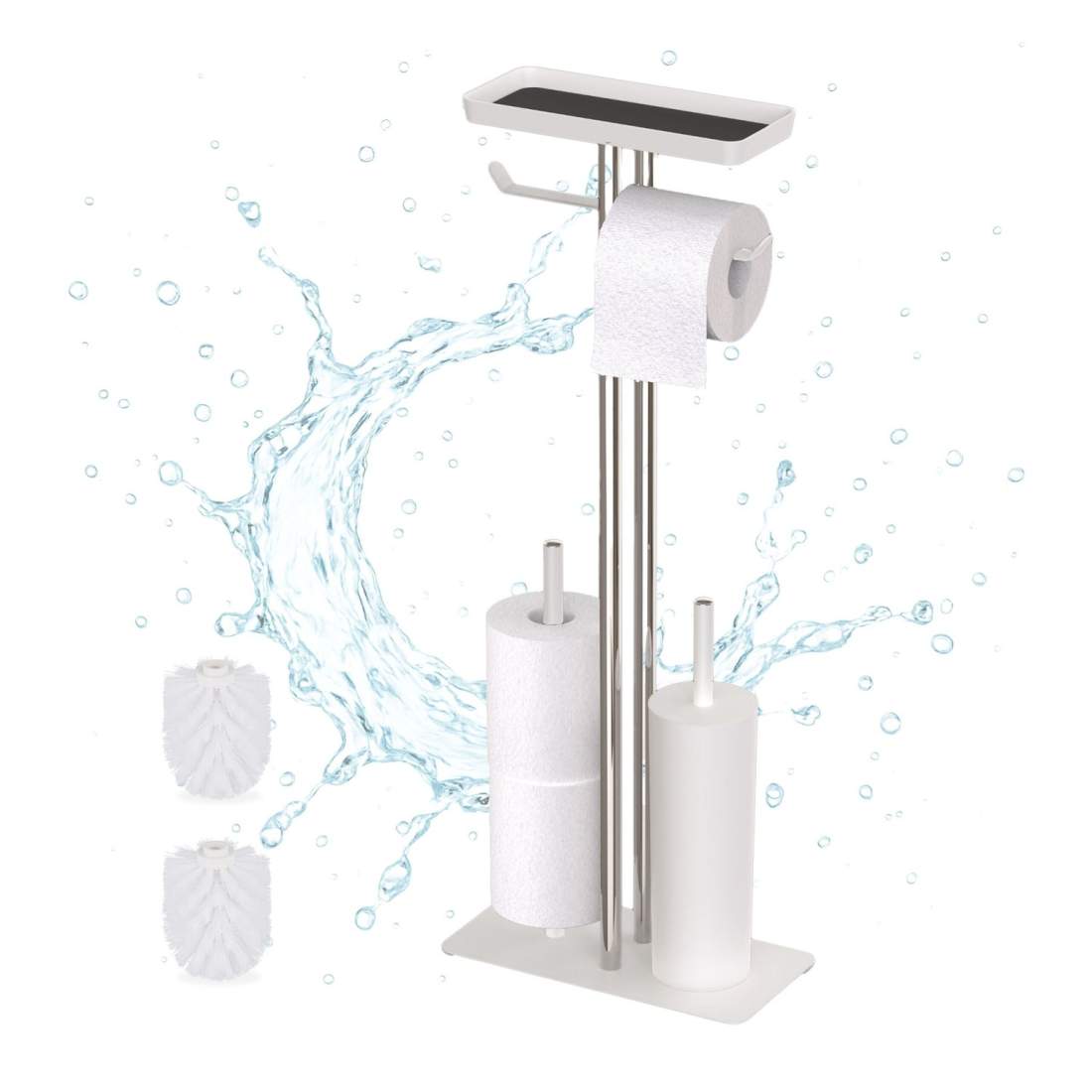Toalettset i rostfritt stål med hylla – halkfri, reservrullehållare | Hem & Hobby | Pryloteket