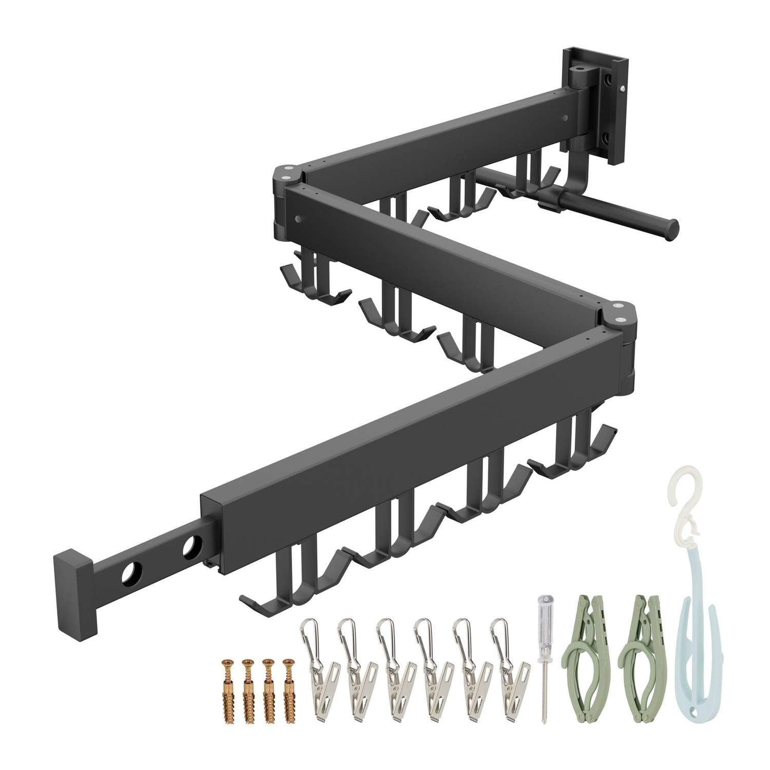 Vægmonteret, foldbar tørrestativ – Rustfrit aluminium