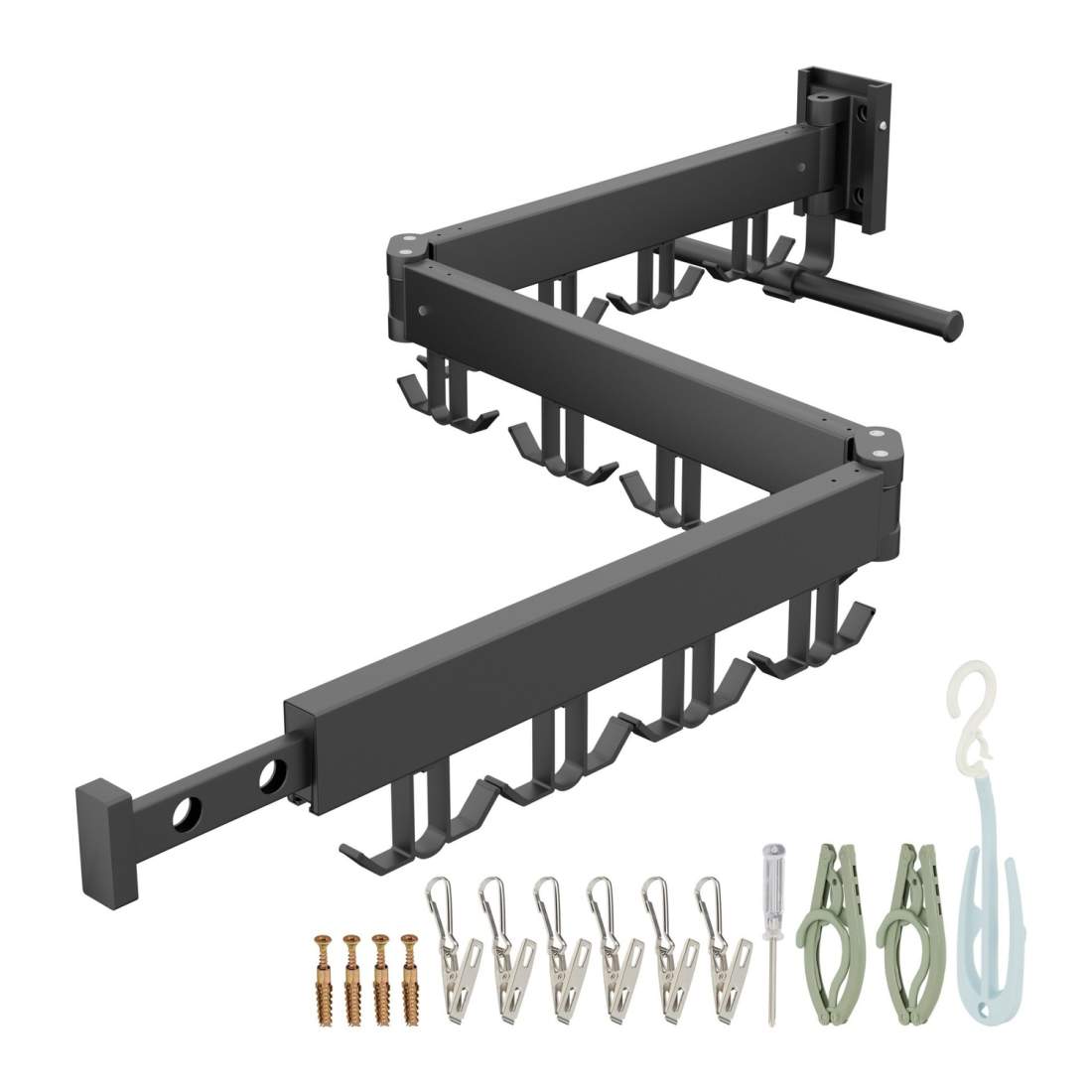Väggmonterad hopfällbar torkställning – rostfri aluminium | Hem & Hobby | Pryloteket
