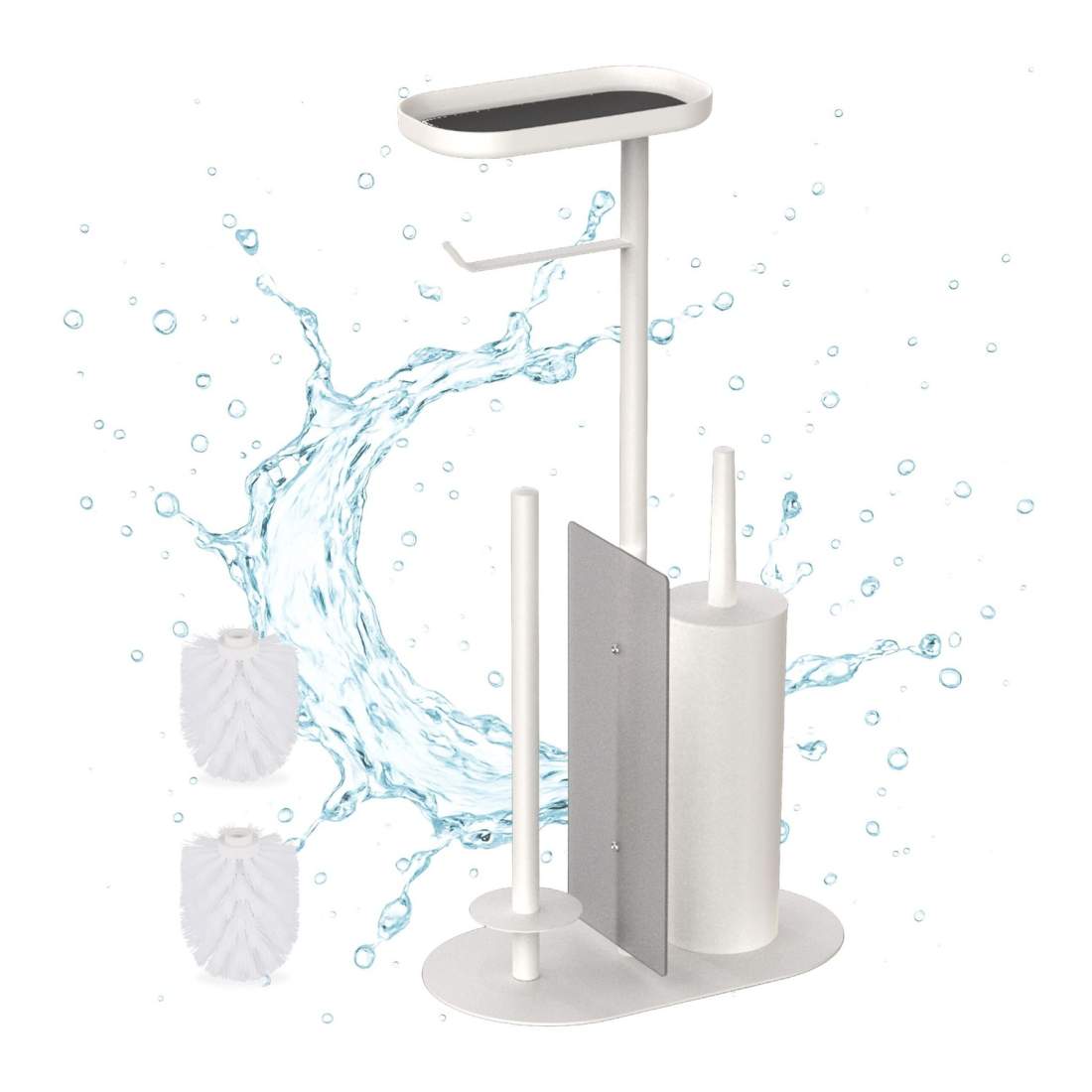 Toalettpappershållare i metall med hylla och borstset | Hem & Hobby | Pryloteket