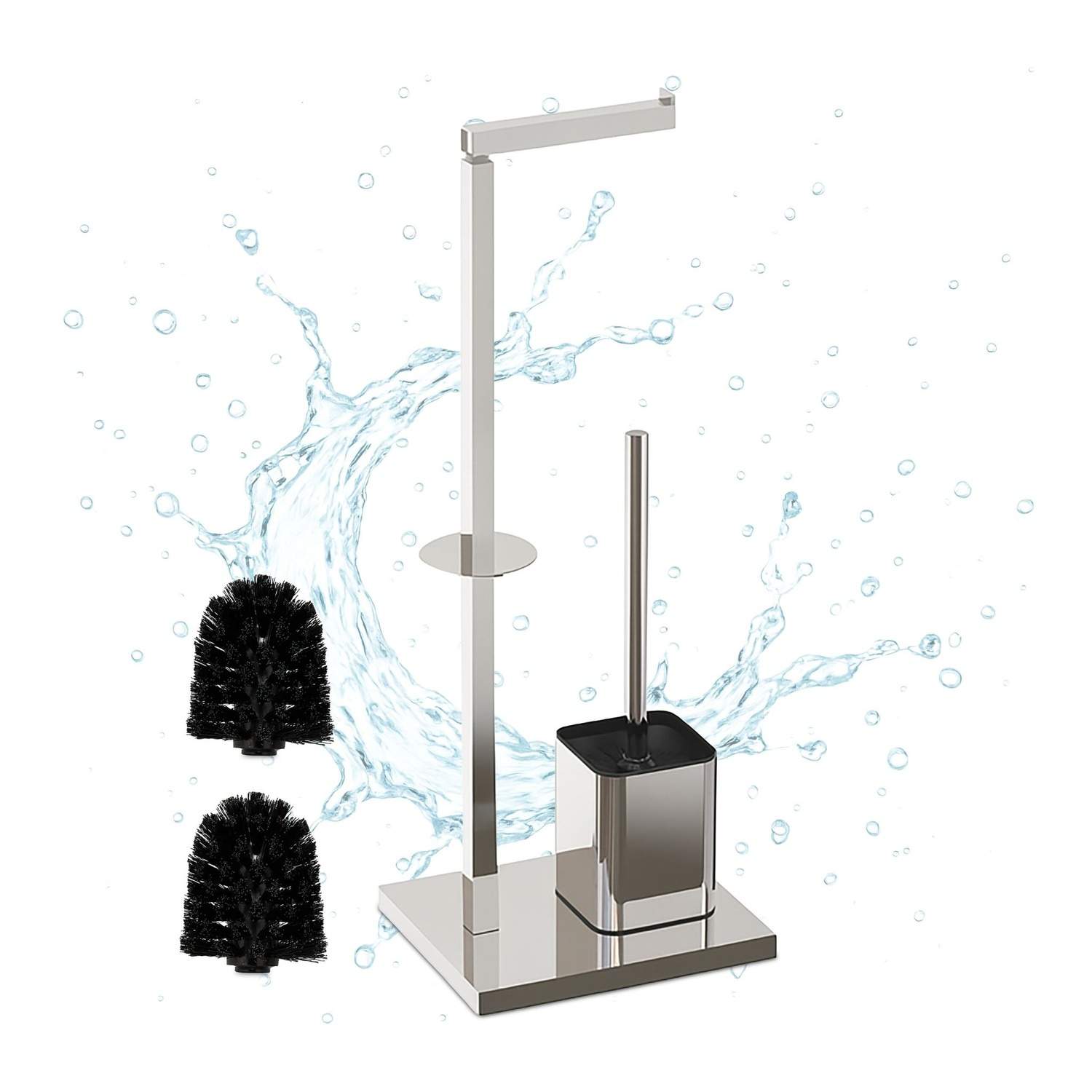 Metal toiletrulleholder med børste – fritstående design