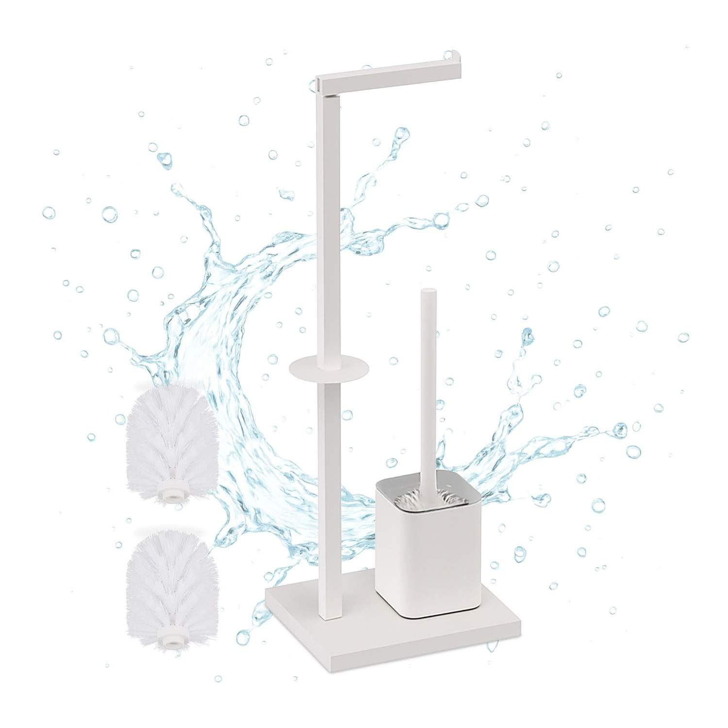 Toiletpapirholder i metal – Fritstående med børste