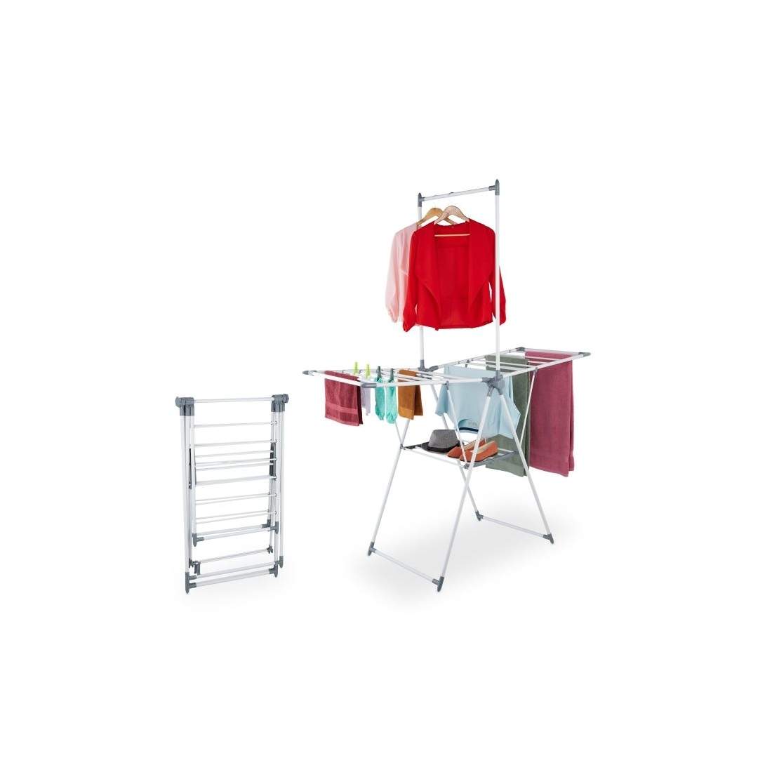 Vingförsedd torkställning med klädstång – 15 m torkutrymme | Hem & Hobby | Pryloteket