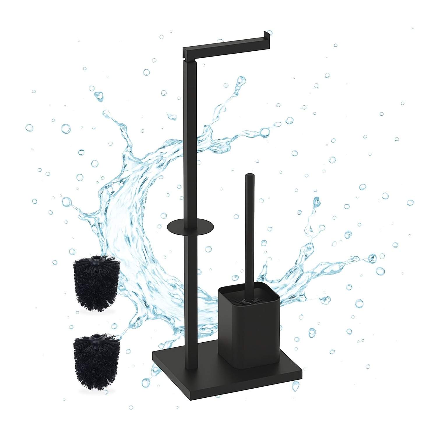 Toiletpapirholder i metal – Fritstående med børste