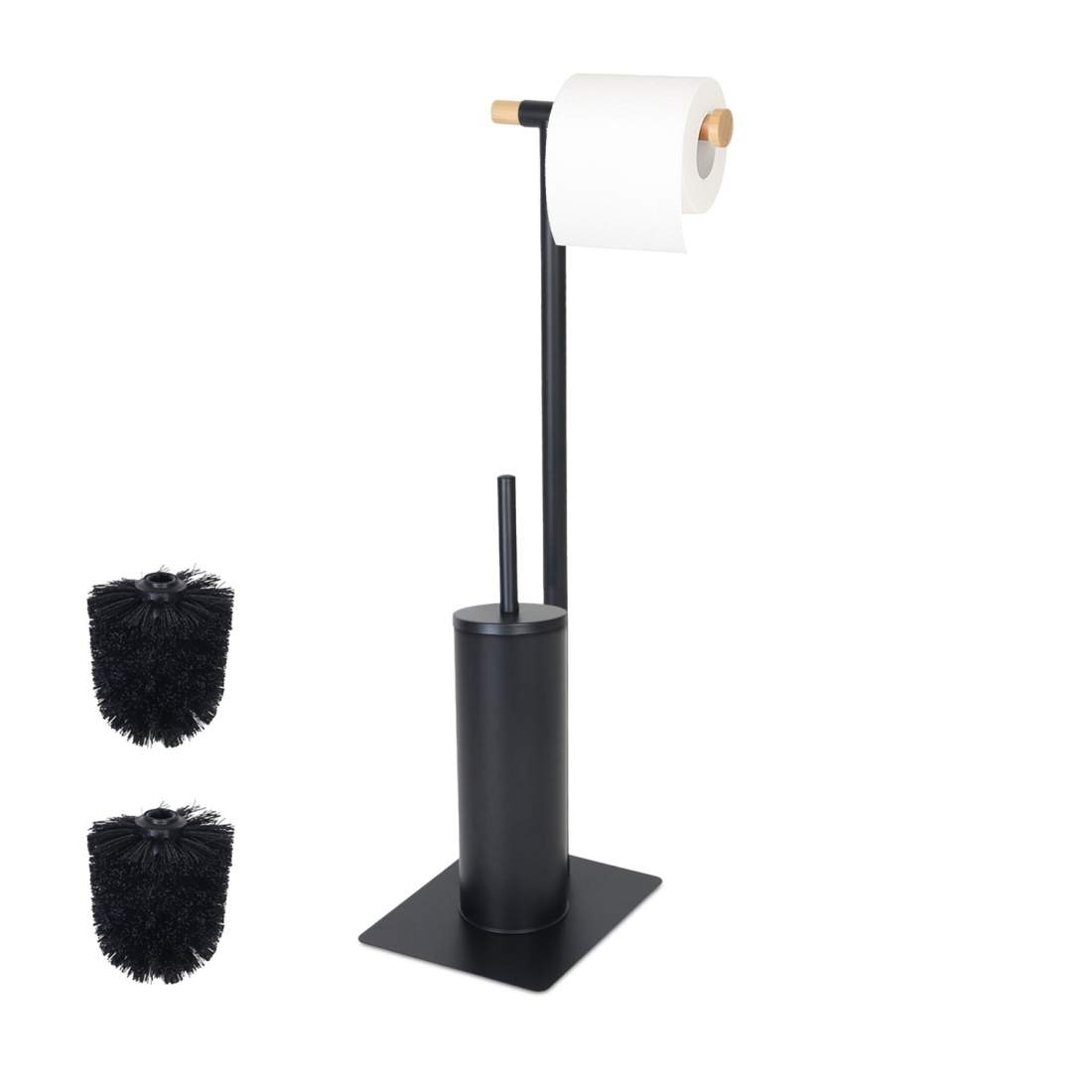 Toalettborste och pappershållare i bambu och stål | Hem & Hobby | Pryloteket